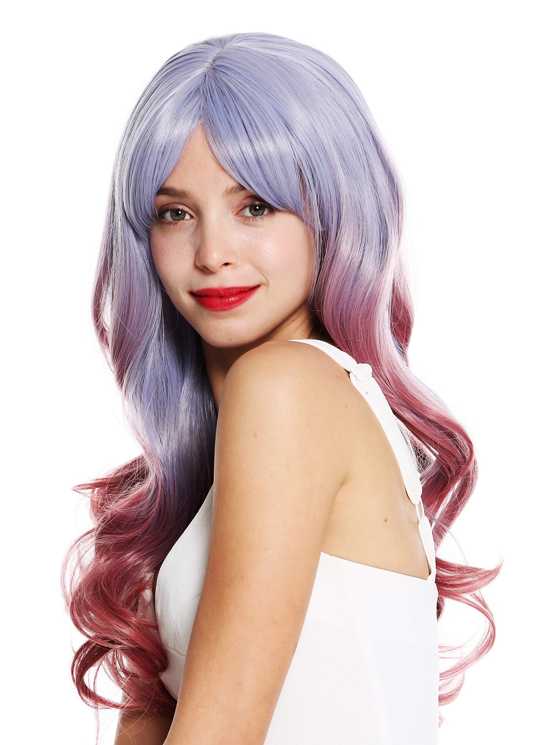 WIG ME UP - DL-109-3925/3904 women's quality wig long wavy balayage ombre blue grey red, Gray-red mix (3925/3904), Länge: ca. 55 cm - Image 3