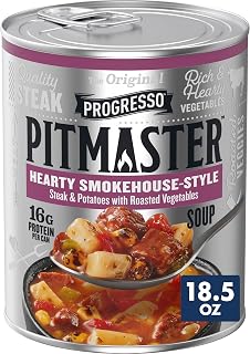 Progresso Pitmaster Hearty Smokehouse-Style Steak & Potatoes Soup with Roasted Vegetables, Gluten-Free, 18.5 oz Can