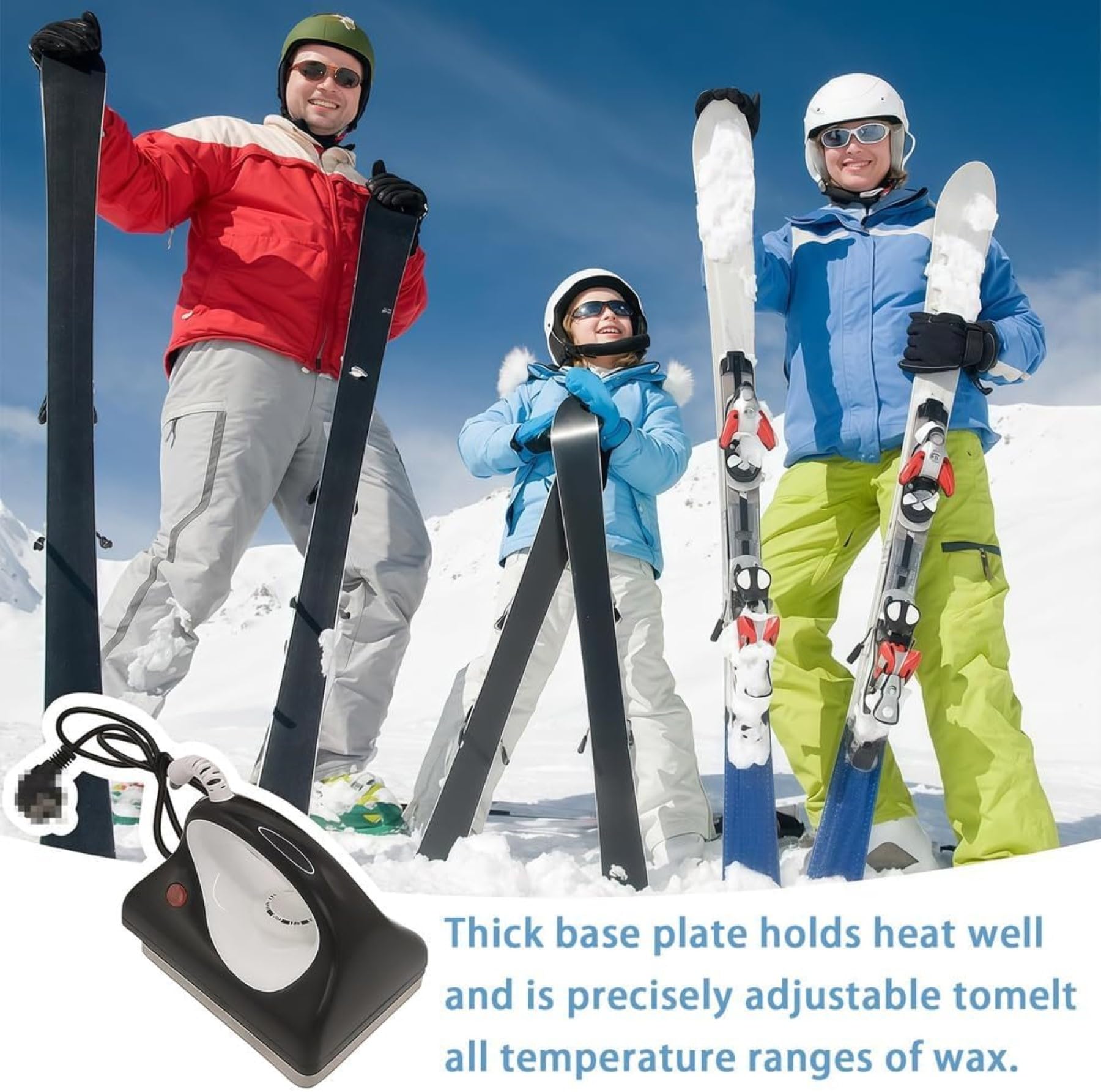 Fer à Farter Commercial pour Ski et Snowboard avec température réglable, Plaque de Base épaisse pour Une Chaleur Uniforme, Affichage numérique, Design Compact pour Snowboards et luges