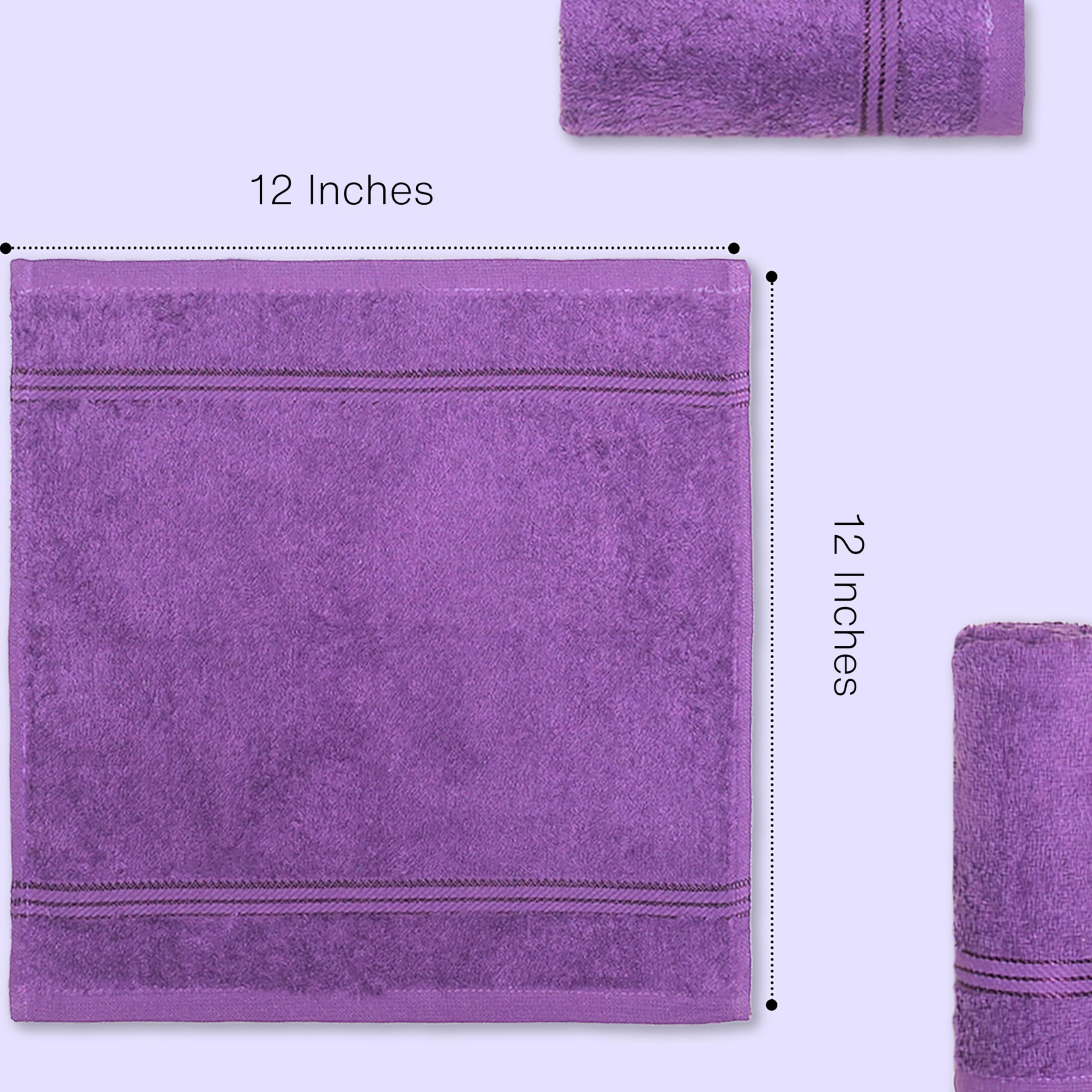 Living Fashions Waschlappen,12er Set,Größe 30.5 cmx30.5 cm,dicker Schlaufenflor Waschlappen,Fusselfreies Gesichtstuch,Waschlappen perfekt fürs Badezimmer (Pflaume)