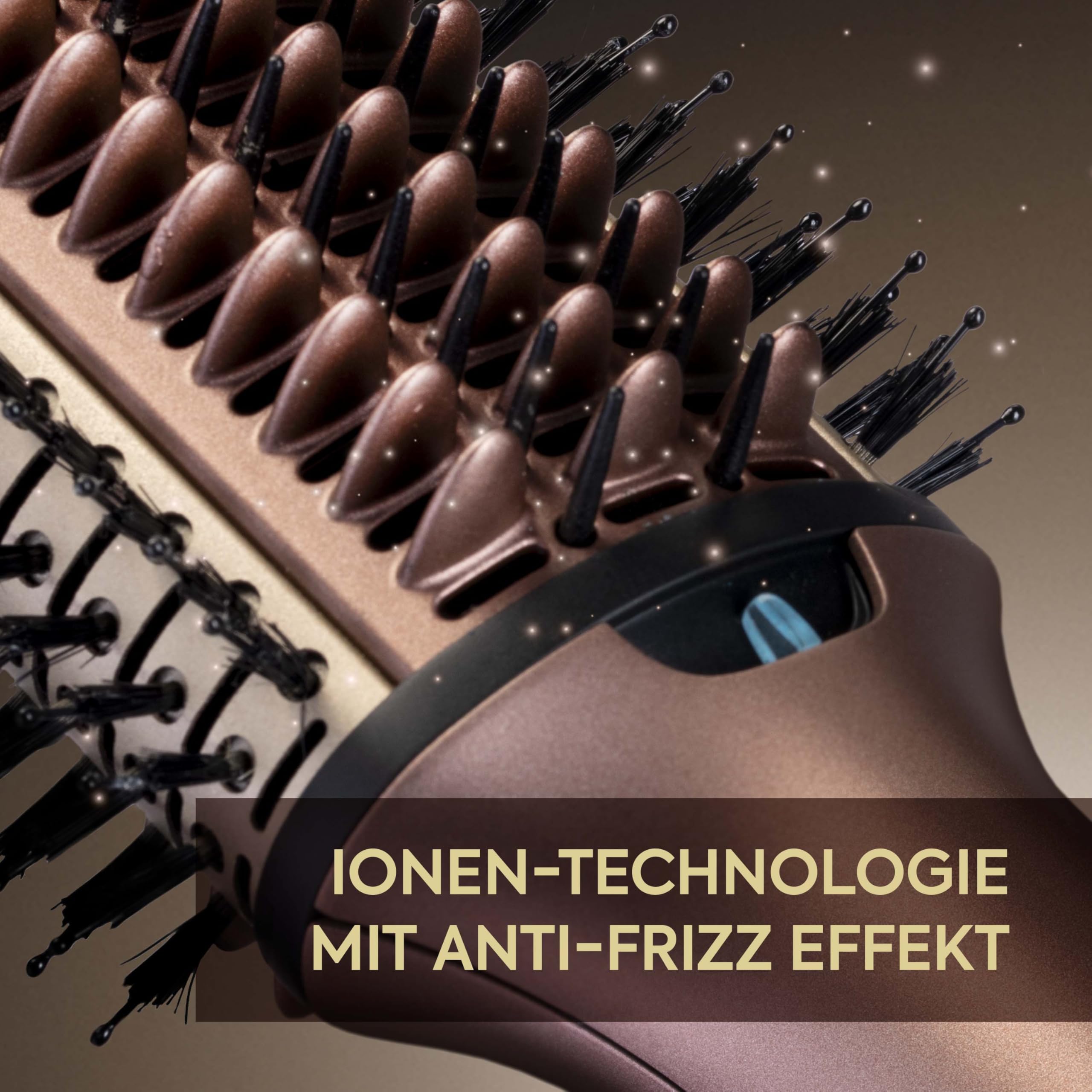 BaByliss Air Power Volume - 2-in-1 Warmluftbürste und Heizbürste, NASS- und TROCKEN-Modus, Glättende Warmluftbürste mit 3 Temperatureinstellungen, Ionen-Technologie, Keramikbeschichtung, Gold, AS95E