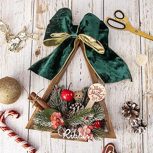 Vista 195 de Ribbli - Cinta de terciopelo dorado verde oscuro metálico con alambre de 2.5 pulgadas, cinta navideña de terciopelo arrugado para envoltura, decorar