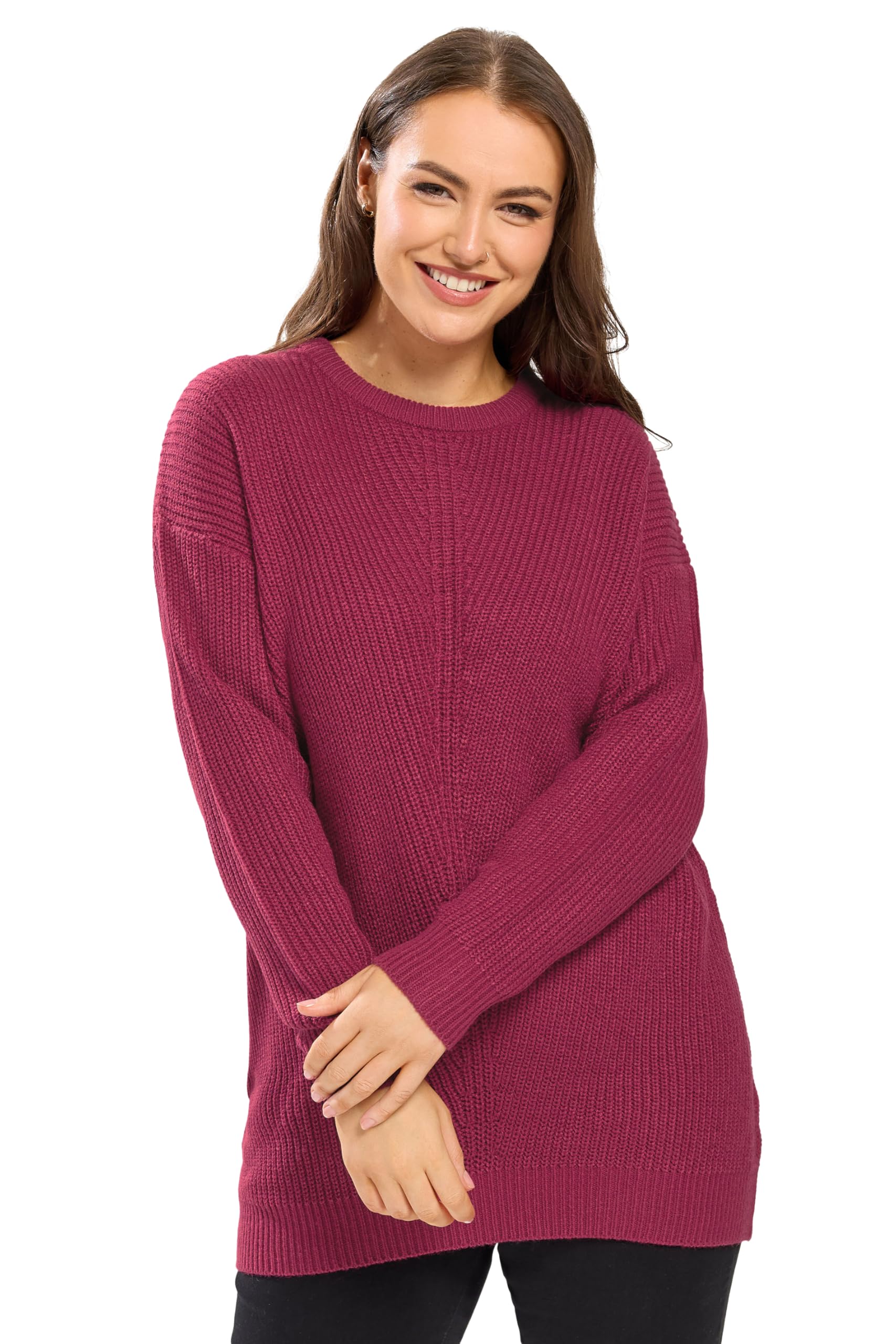 Yours Women's Burgundy Curve Red Essential Knitted Jumper - Plus Size Curve