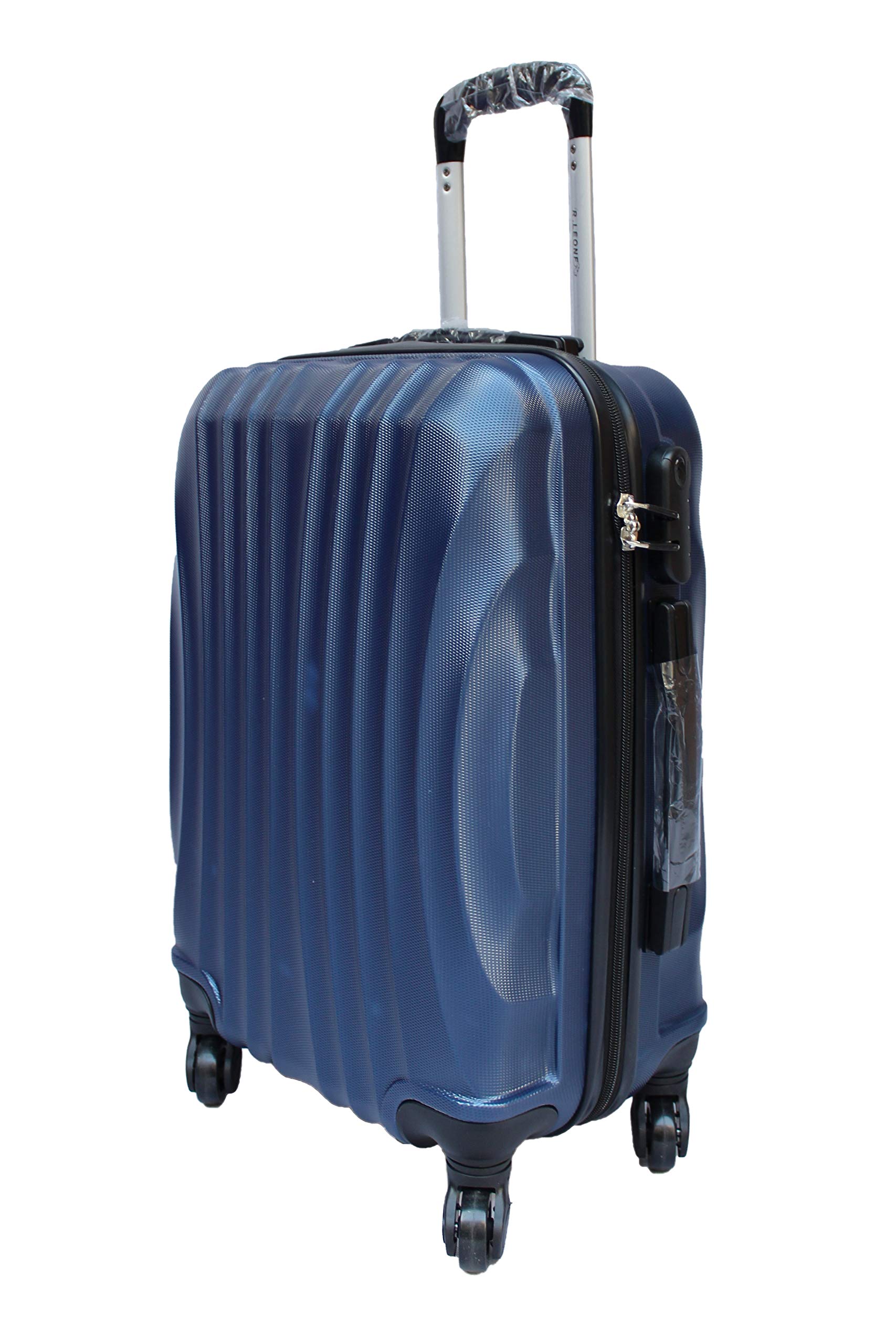 R.Leone Valigia Trolley Bagaglio a mano Rigido Ultraleggero in ABS 4 Ruote Autonome 2037 (Blu)