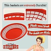 Vista 3 de Cestas de plástico de comida rápida, enormes cestas de comida de 12 x 9 pulgadas para servir, reutilizables, para restaurante, delicatessen