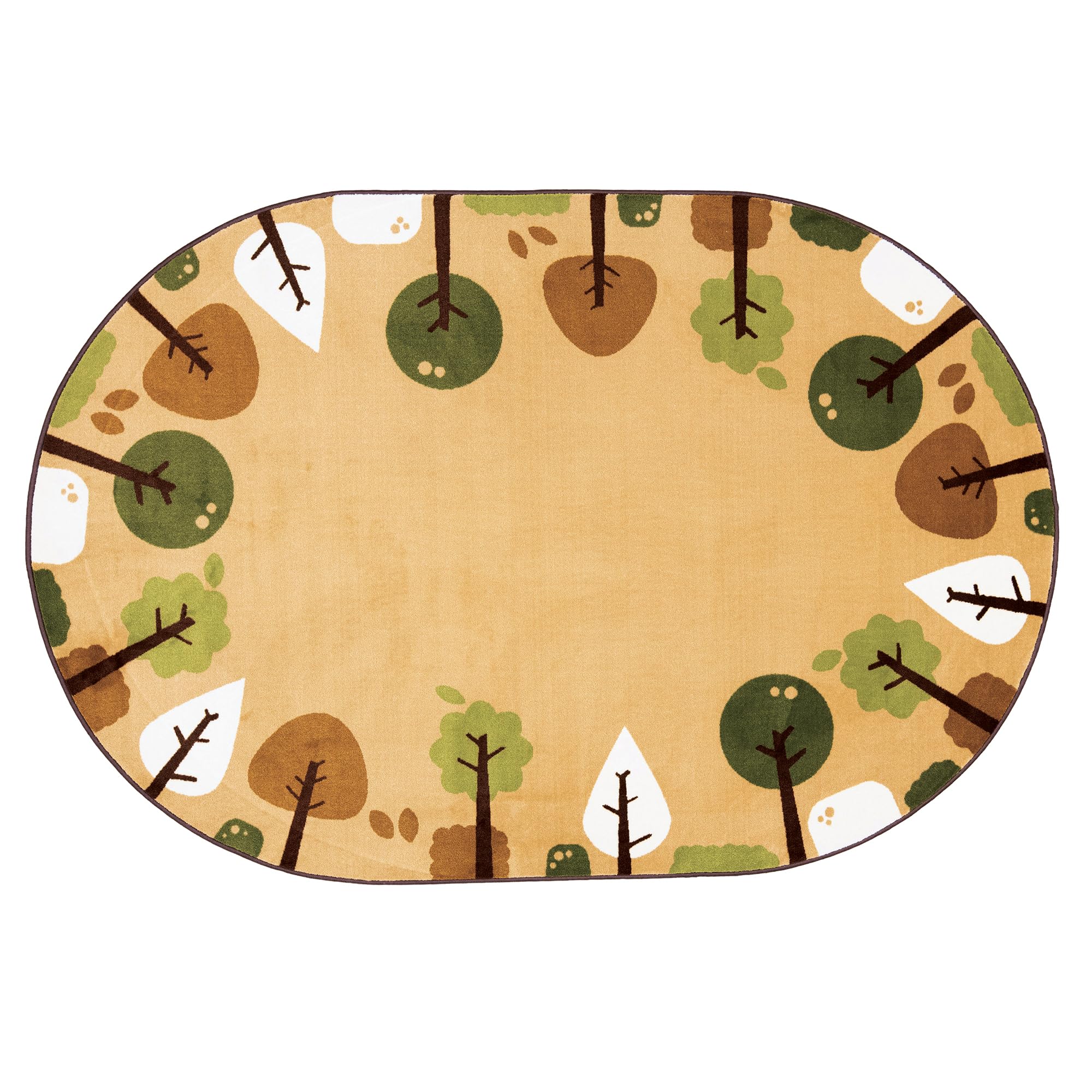 Carpets for Kids 29766 KIDSoft Tranquil Trees Decorative Nursery Classroom Rug Tan 9ft X 6ft Oval Brown