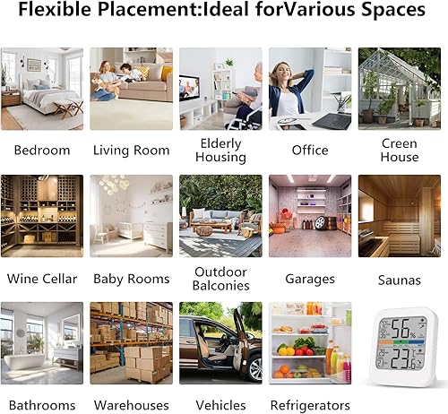 Miniatura 7 de Higrómetro digital para interiores, actualización rápida, indicador de comodidad de color grande, medidor de temperatura ambiente y humedad para el