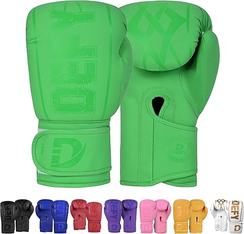 DEFY - Guantes de boxeo para hombres y mujeres, guantes de boxeo de cuero sintético de alta calidad para entrenamiento, perfectos para perforar
