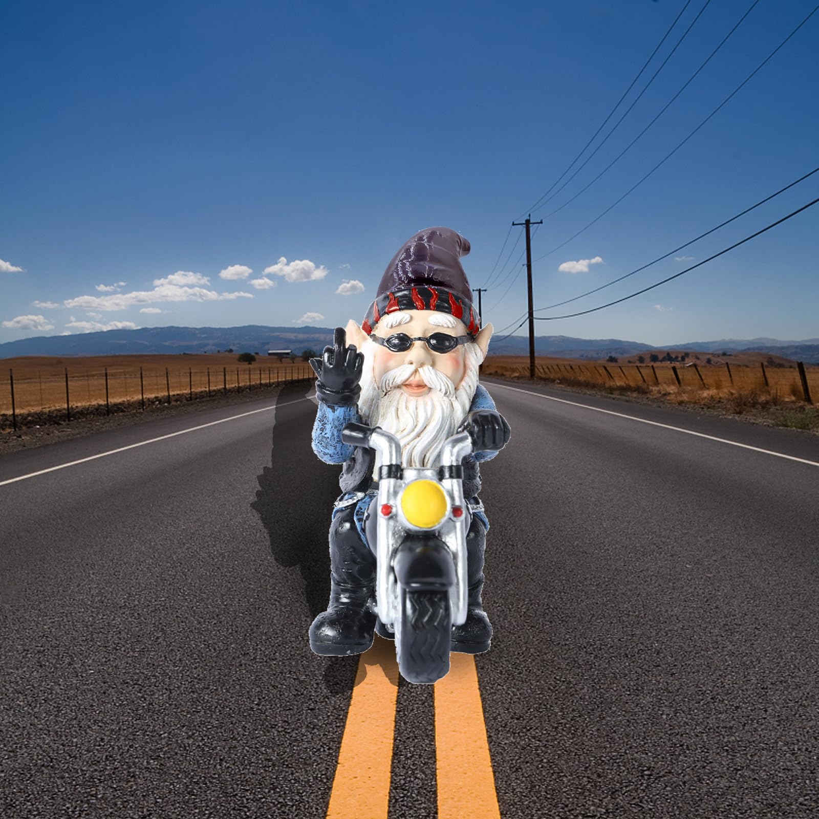 Tuinkabouter op een motor dwerg voor de tuin dwerg