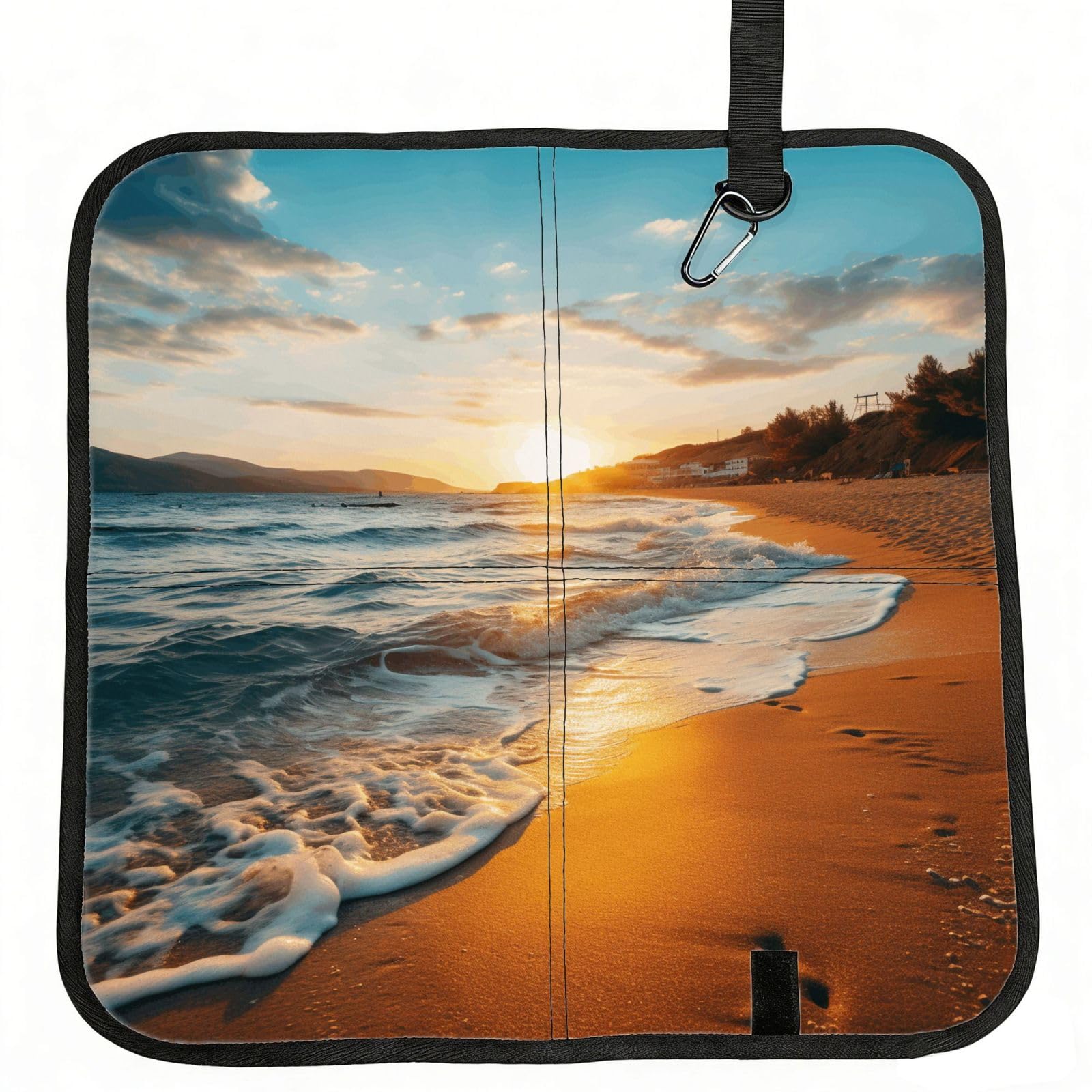 YGLHBDPBF Ocean Sunset Print Camping seat cushion,Foldable Sitting Pads,Save Backpack Space for Hiking