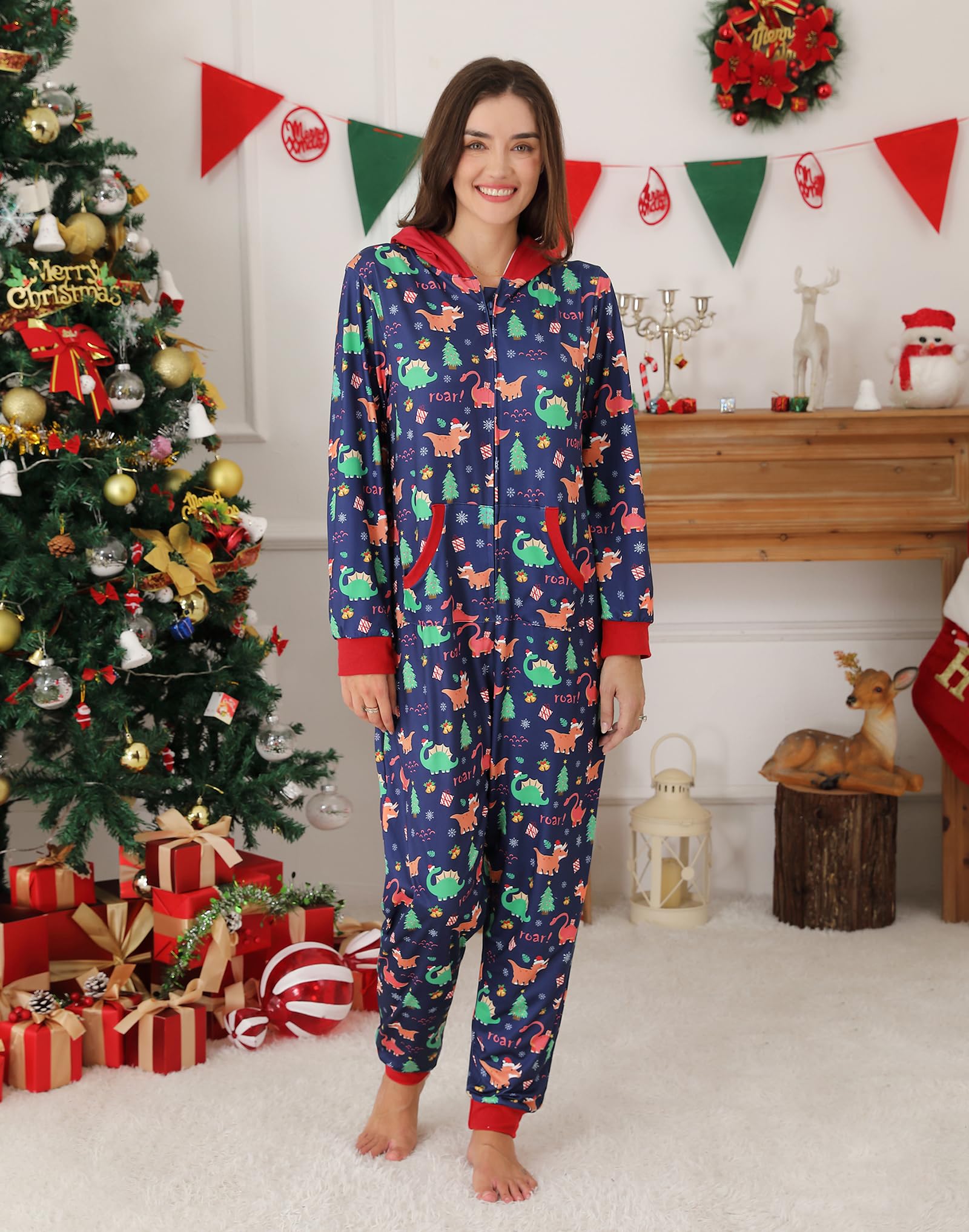 Weixinbuy Pijamas de Navidad para la familia, conjuntos de pijamas de Navidad a juego para adultos y niños, pijamas de Navidad con capucha