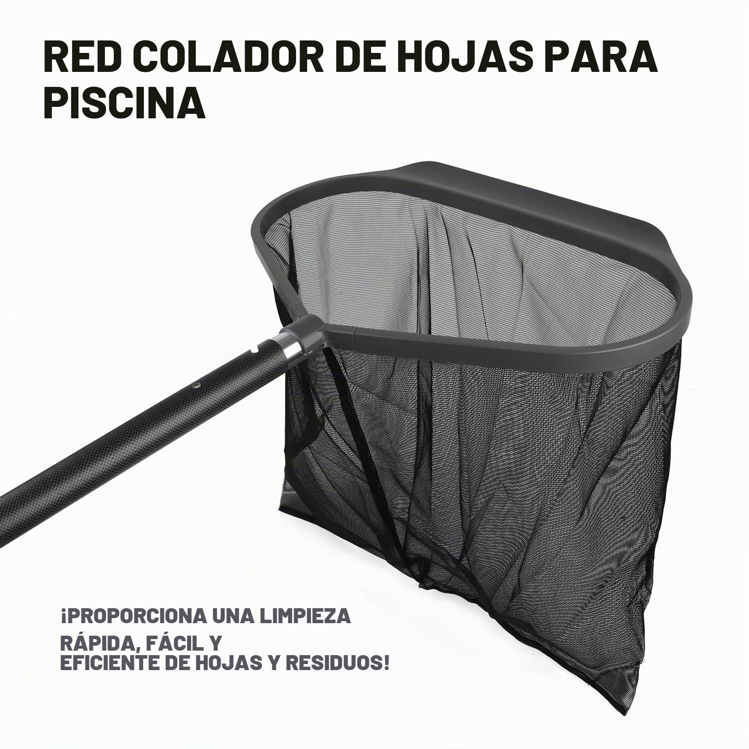 DOBEN Red De Aterrizaje para Piscina 19" (48cm),Limpia Piscinas Recoge Hojas, Recogehojas Estable, Sin Barra Telescópica, con Red Extragrande, Compatible con Todas Las Barras Telescópicas Comerciales