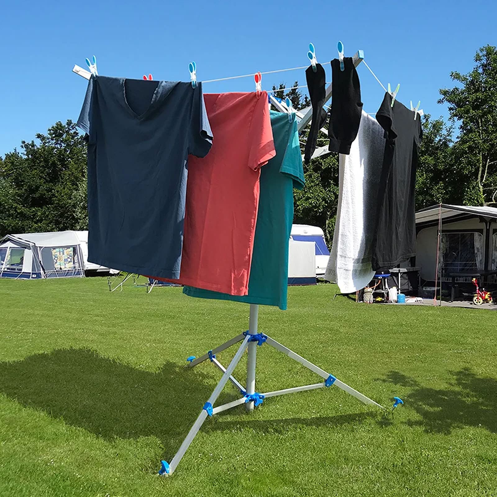 APT Camping Wäschespinne 13 Meter Leine Höhe 140 cm Tragetasche Wäschereck Komfort