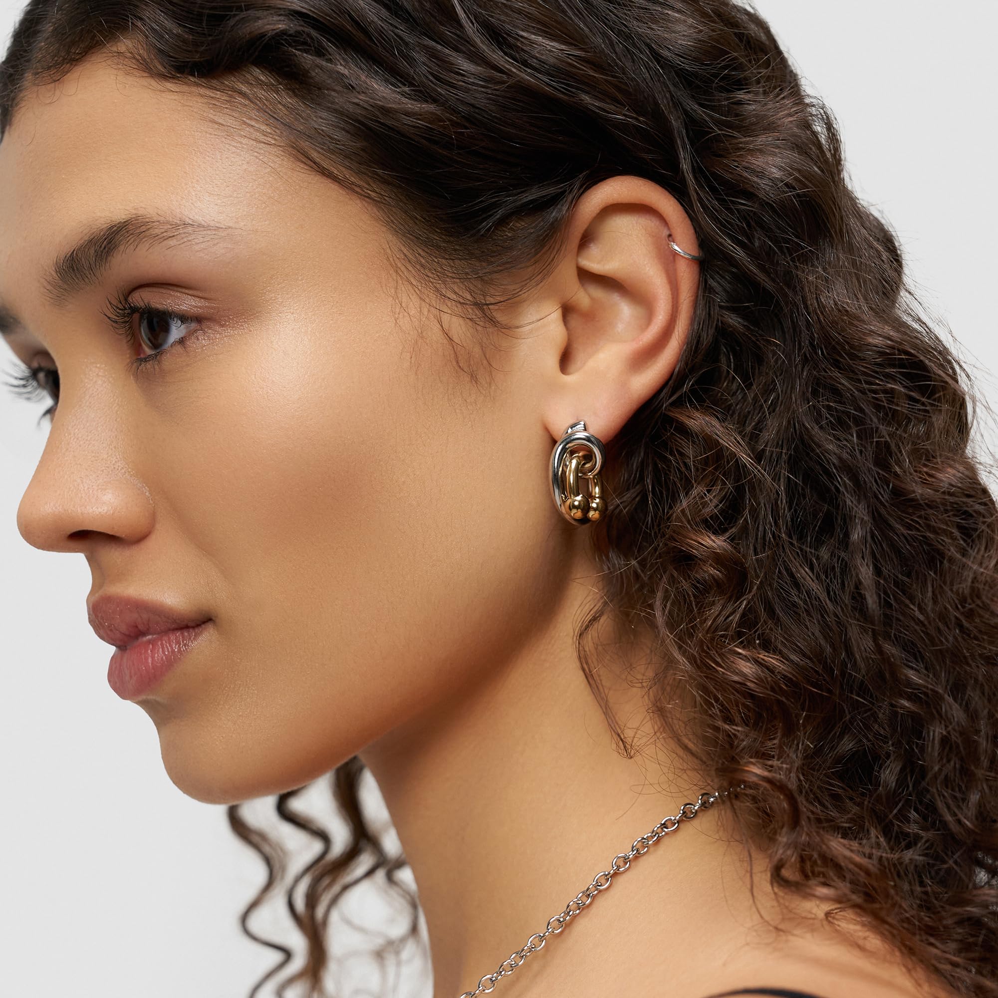 LIEBESKIND BERLIN Damen Schmuck - Creole, Ohrring - Bicolor - Urban Collection - Piercing Design - modern & besonders