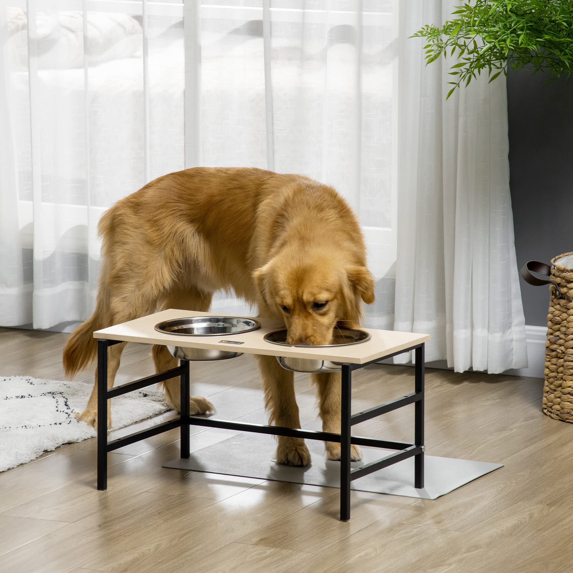 PawHut Gamelle Chien surélevée Double Porte-gamelle avec 2 Bols Amovibles en Acier, Hauteur réglable 11/21,5/32 cm et 1 Tapis | Hauteur Réglable 11/21,5/32 cm, 1 Tapis
