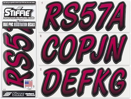 Stiffie Whipline - Calcomanías de identificación alfanuméricas, adhesivos de números de registro para barcos y embarcaciones personales, color vino