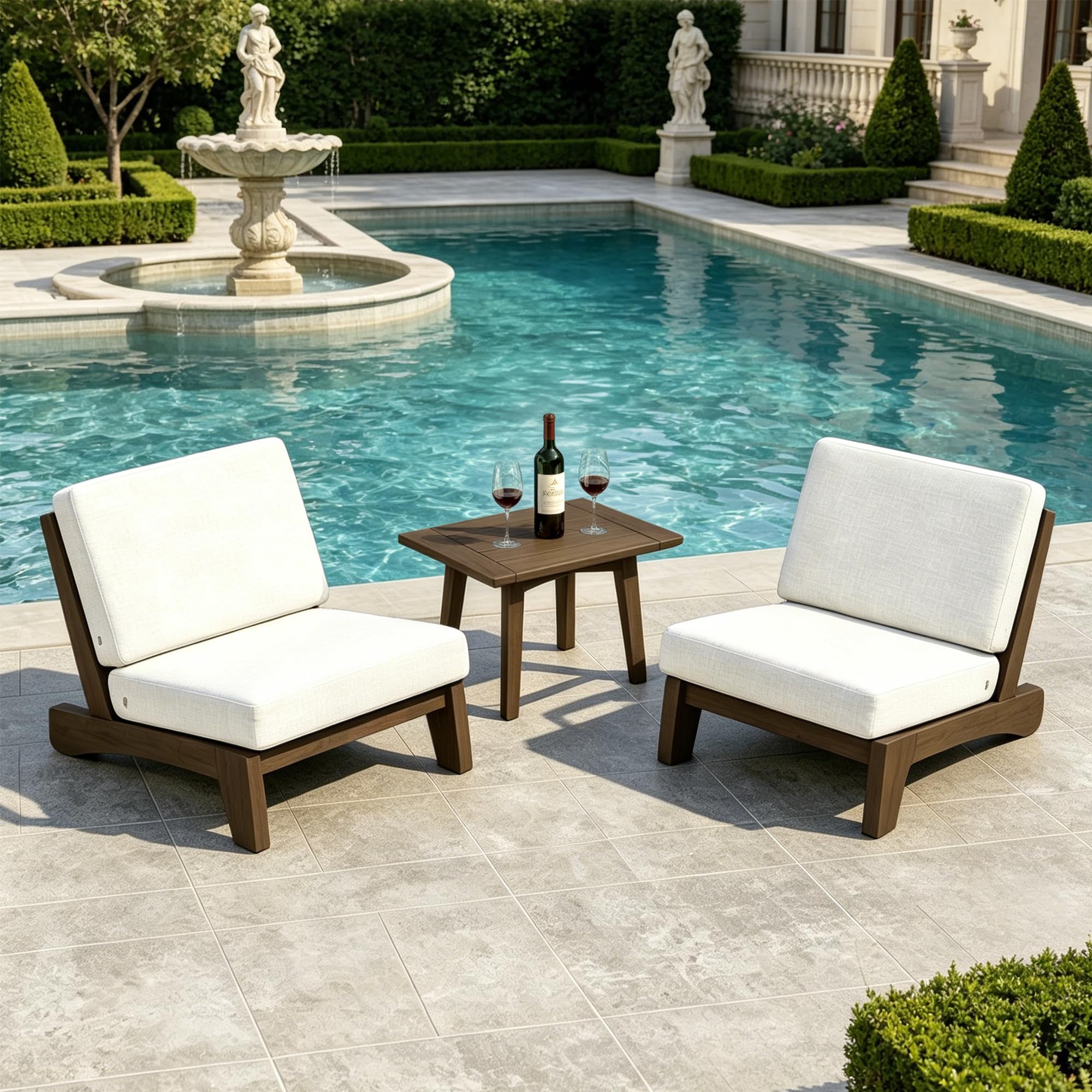 Pia Ricoo 3 Piece Patio Chairs Bistro Set with Coffee Table
