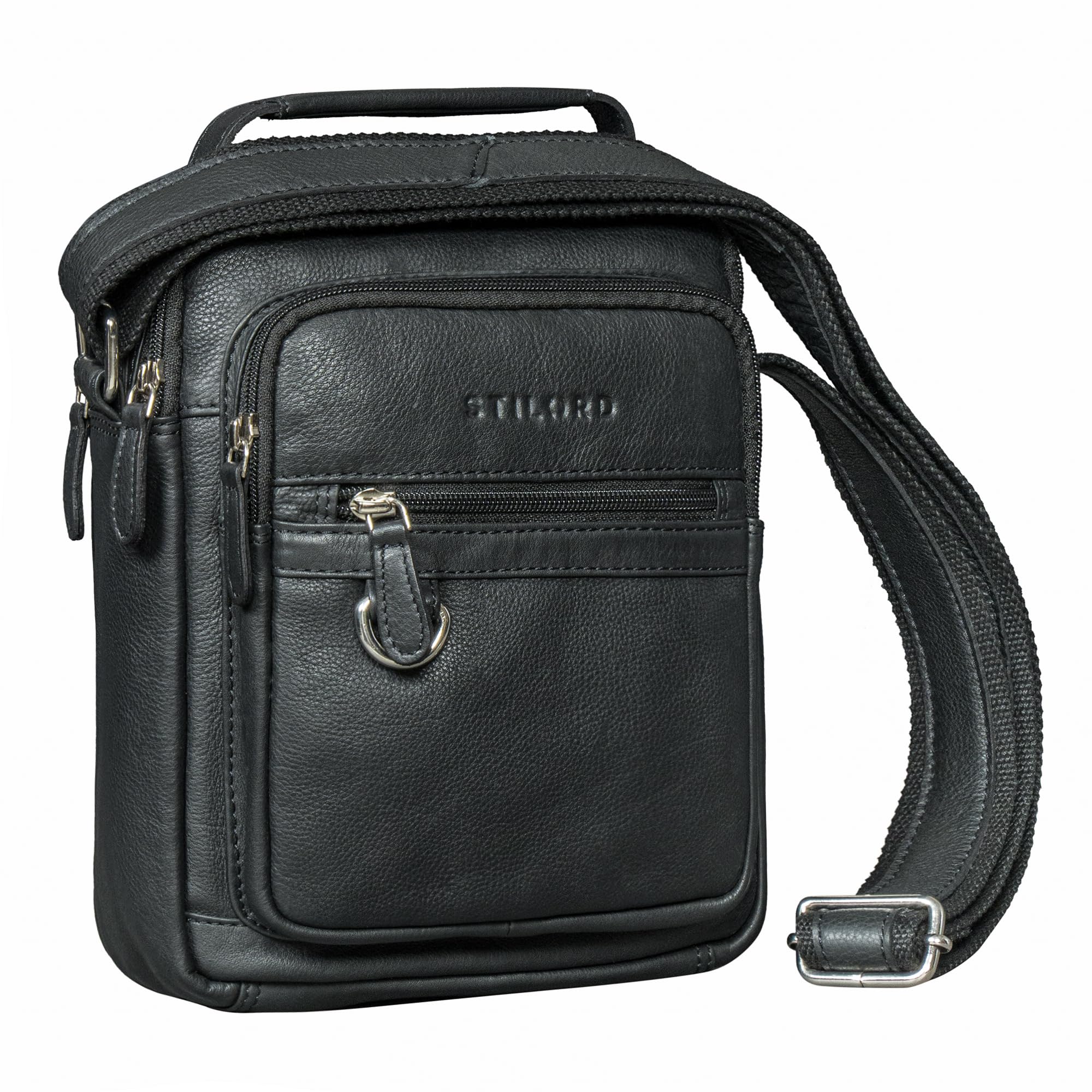 STILORD "Lima Elegante Borsello Uomo Tracolla Pelle Piccolo Crossbody - Borsa Messenger Vera Pelle con Manico Borsa Piccola Porta Tablet 9,7 Pollici per Viaggi e Vita Colore:nero