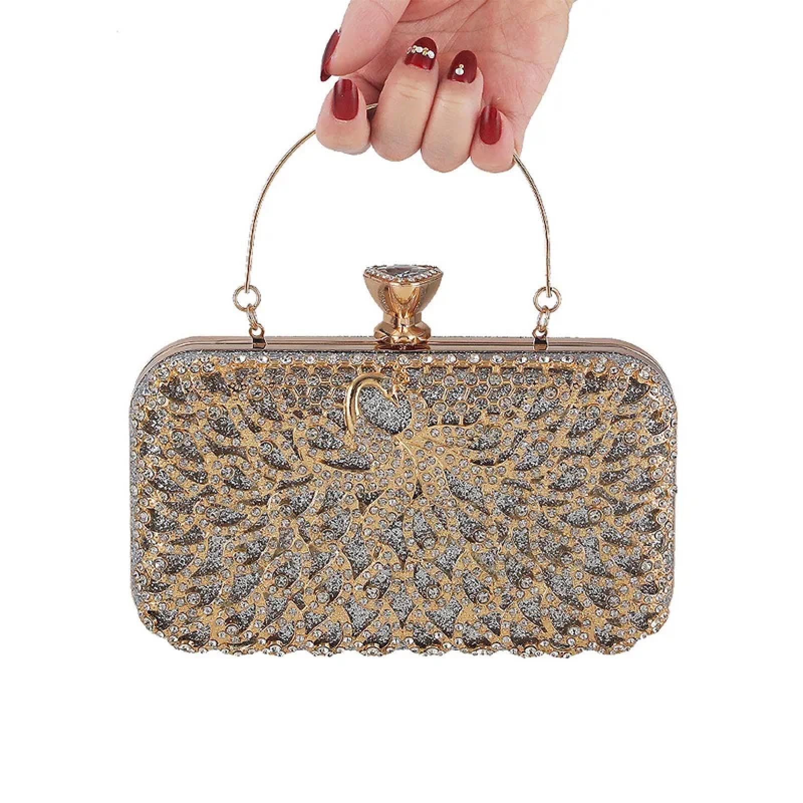 Abendtasche Damen Clutch Aushohle Metall Pfauen Form Handtaschen Pailletten Strass Abend Party Clutch Tasche Hochzeits Kupplung Geldbörse