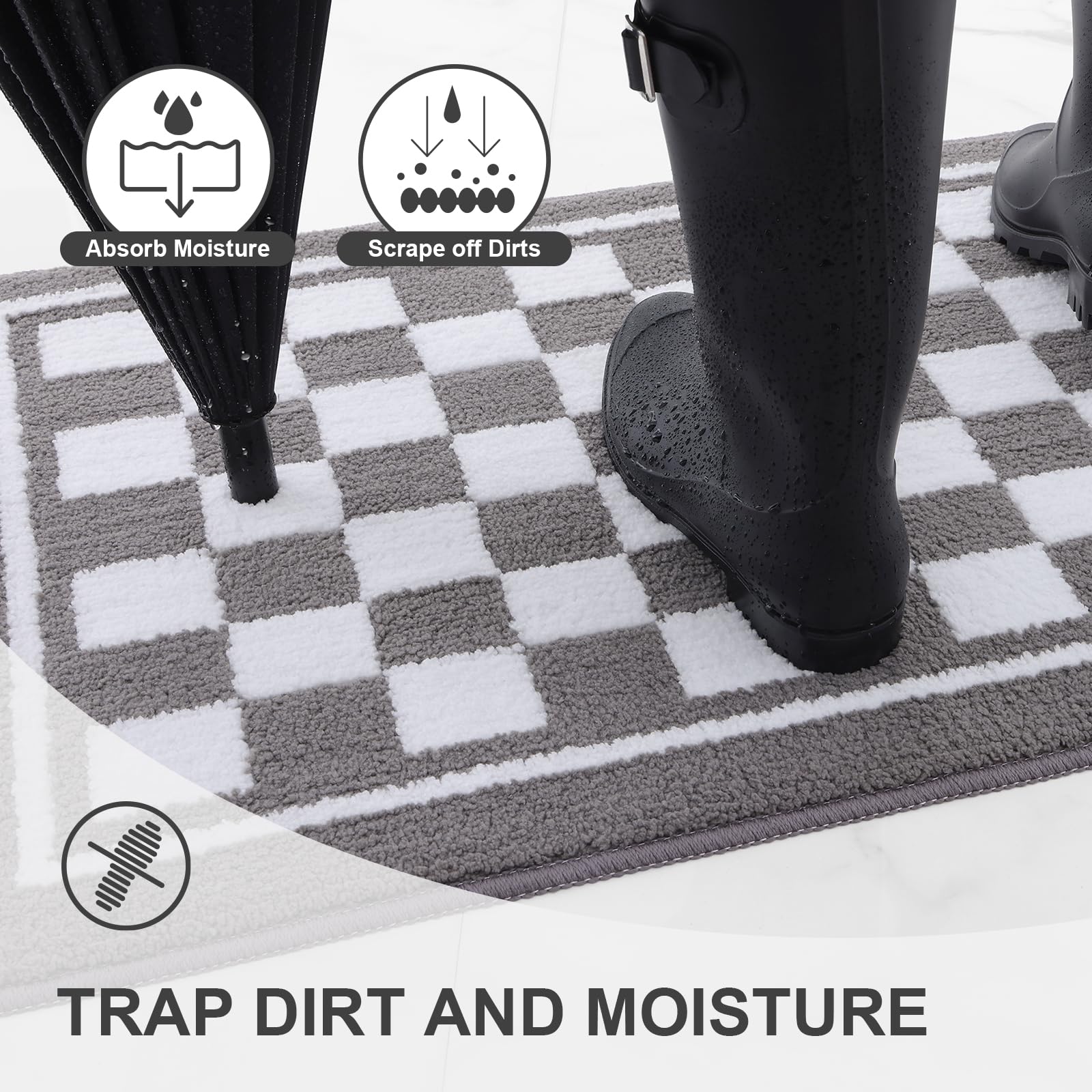 smiry Door Matts Indoor, Super Absorbent Entrance Door Mat, Machine Washable Inside Doormat, Low-Profile Dirt Trapper Mat - Image 3