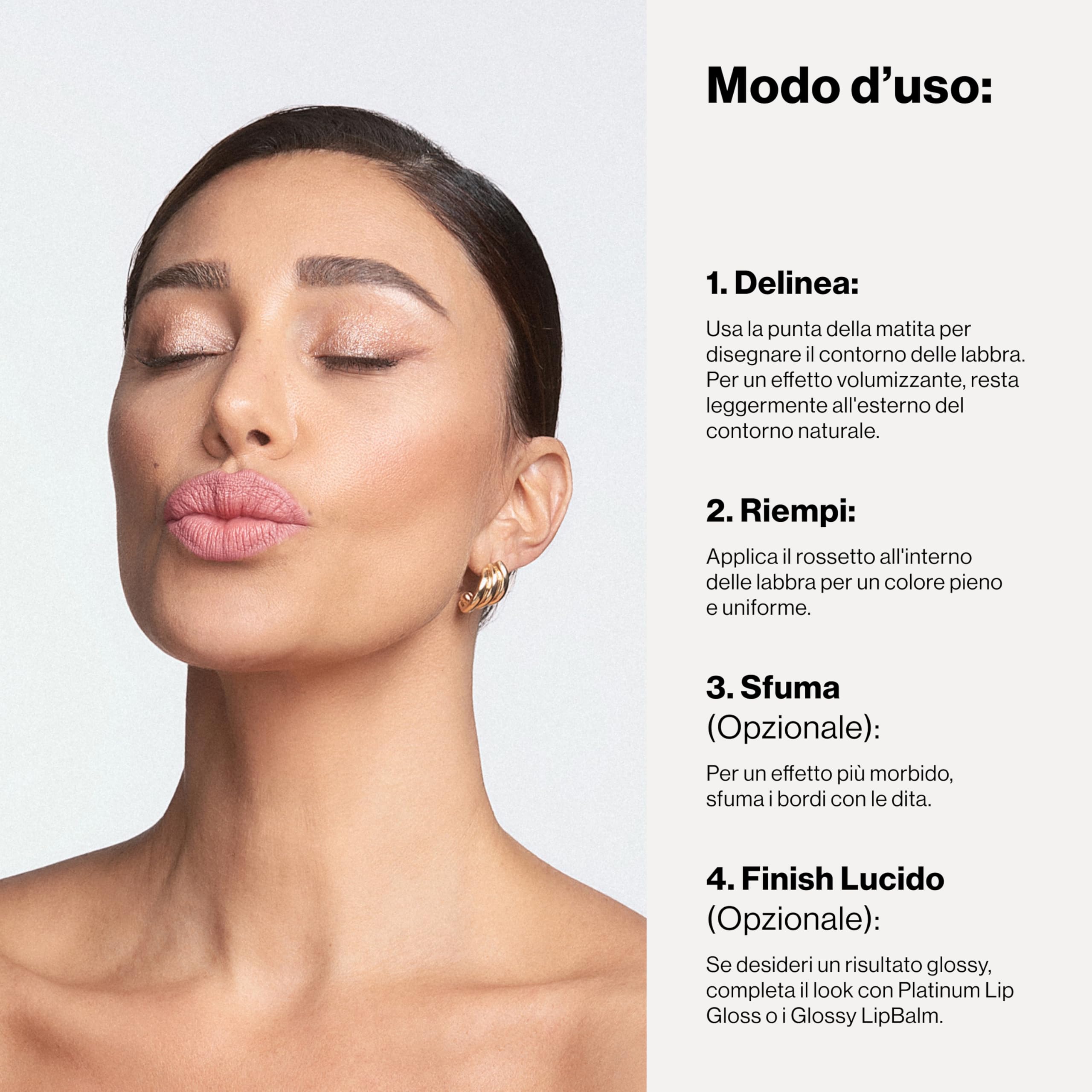 REBEYA Kit Mascara Volumizzante e Allungante Effetto Ciglia Finte + Double Lip Liner Nude Rosato Rossetto Matita Labbra 2 in 1 Lunga Tenuta Effetto Seta,Made in Italy