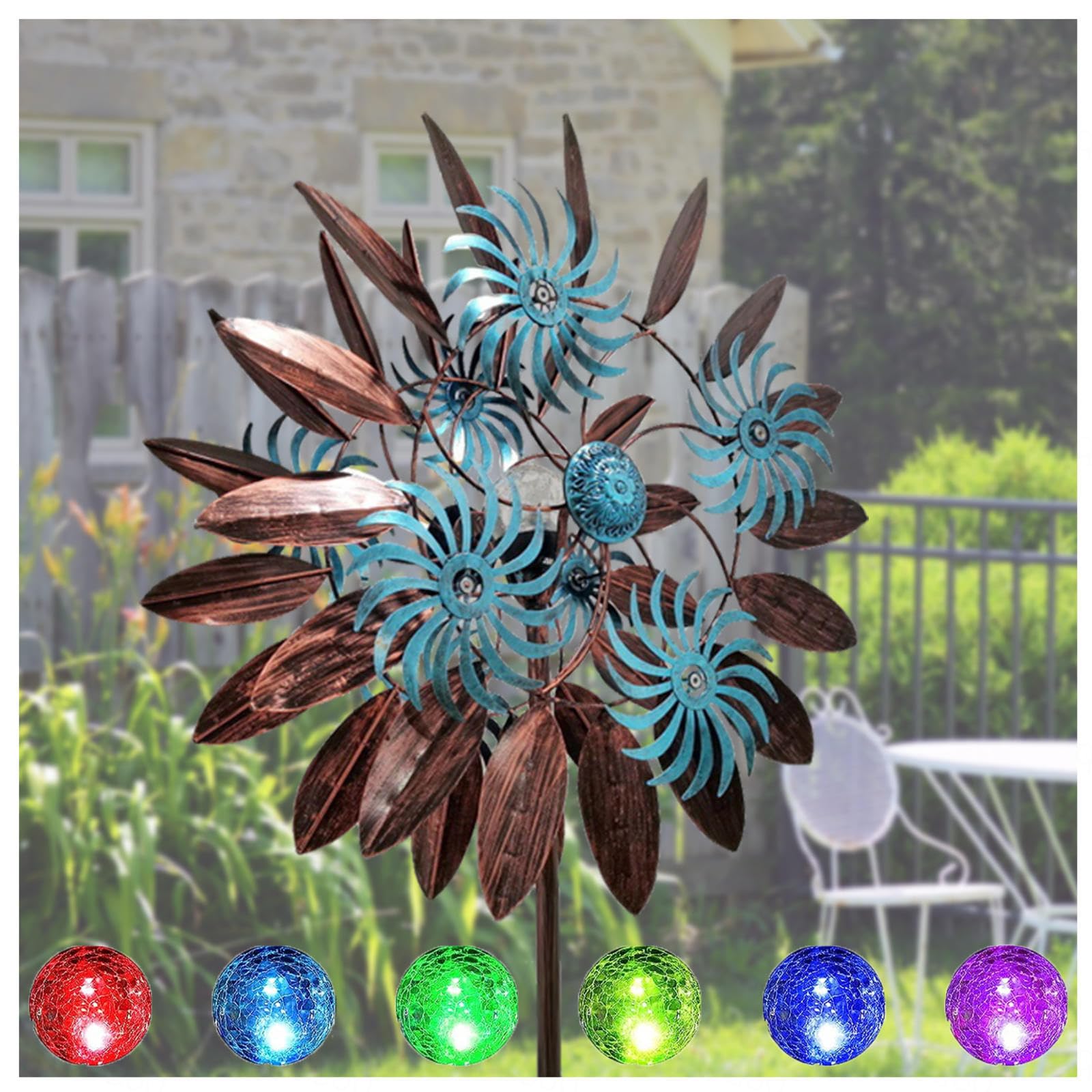 84in Wind Catcher, Kinetic Wind Spinner, 360° Dual Direction Dual Rotors Spinners for Yard and Garden