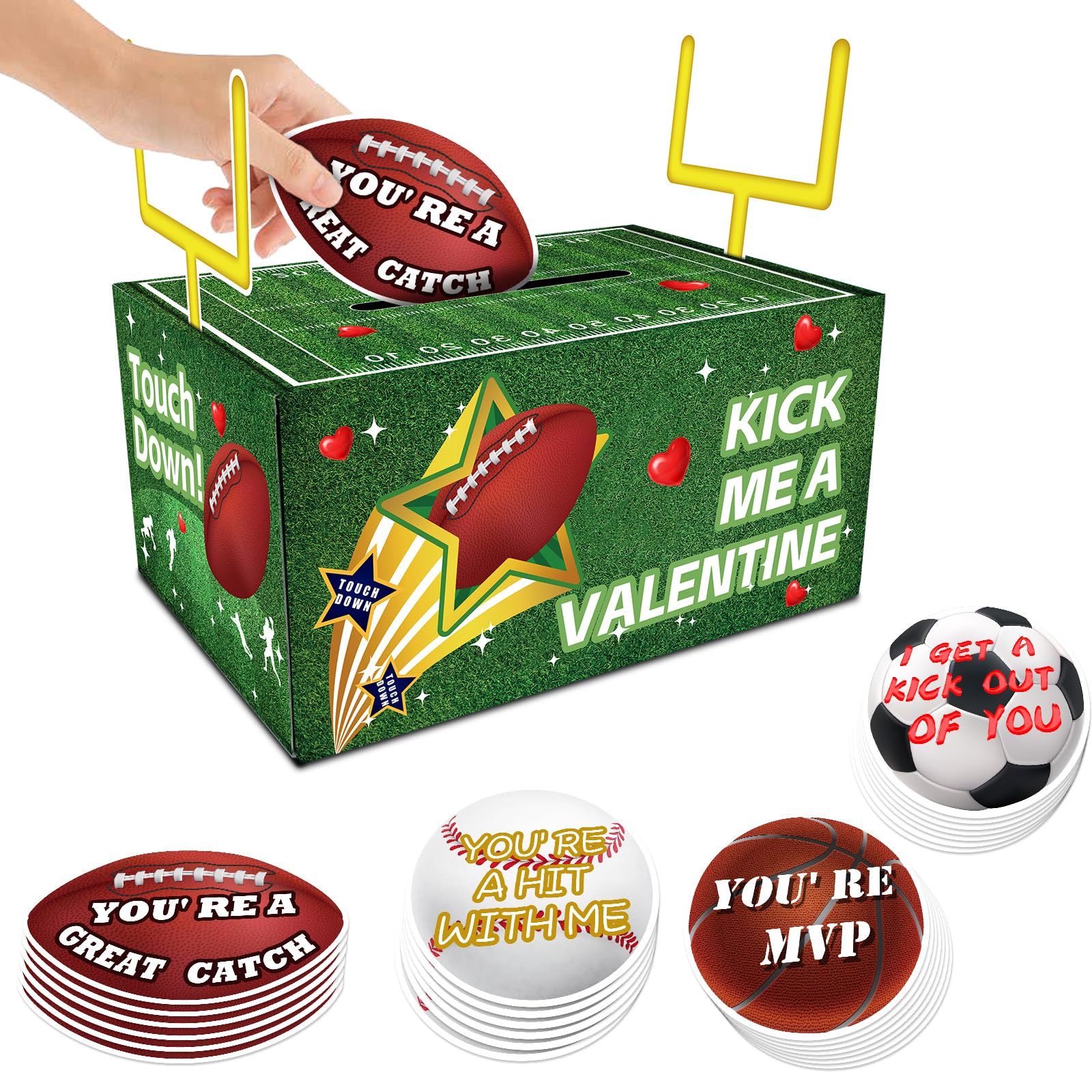 WEEPAValentine Boxes for Kids Valentines Cardboard Mailbox Set DIY Valentines Card Box with 24 Pcs Valentines Day Cards for Boys Girls School Exchange & Greeting Party Favor