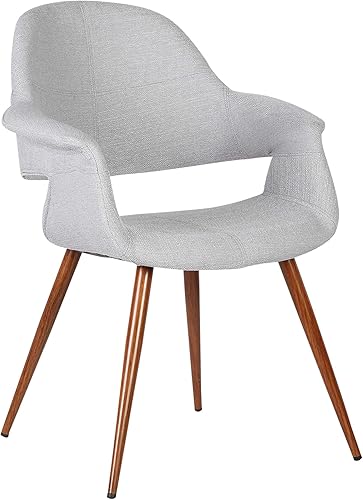 Armen Living Silla de comedor Phoebe en tela gris y acabado de madera de nogal