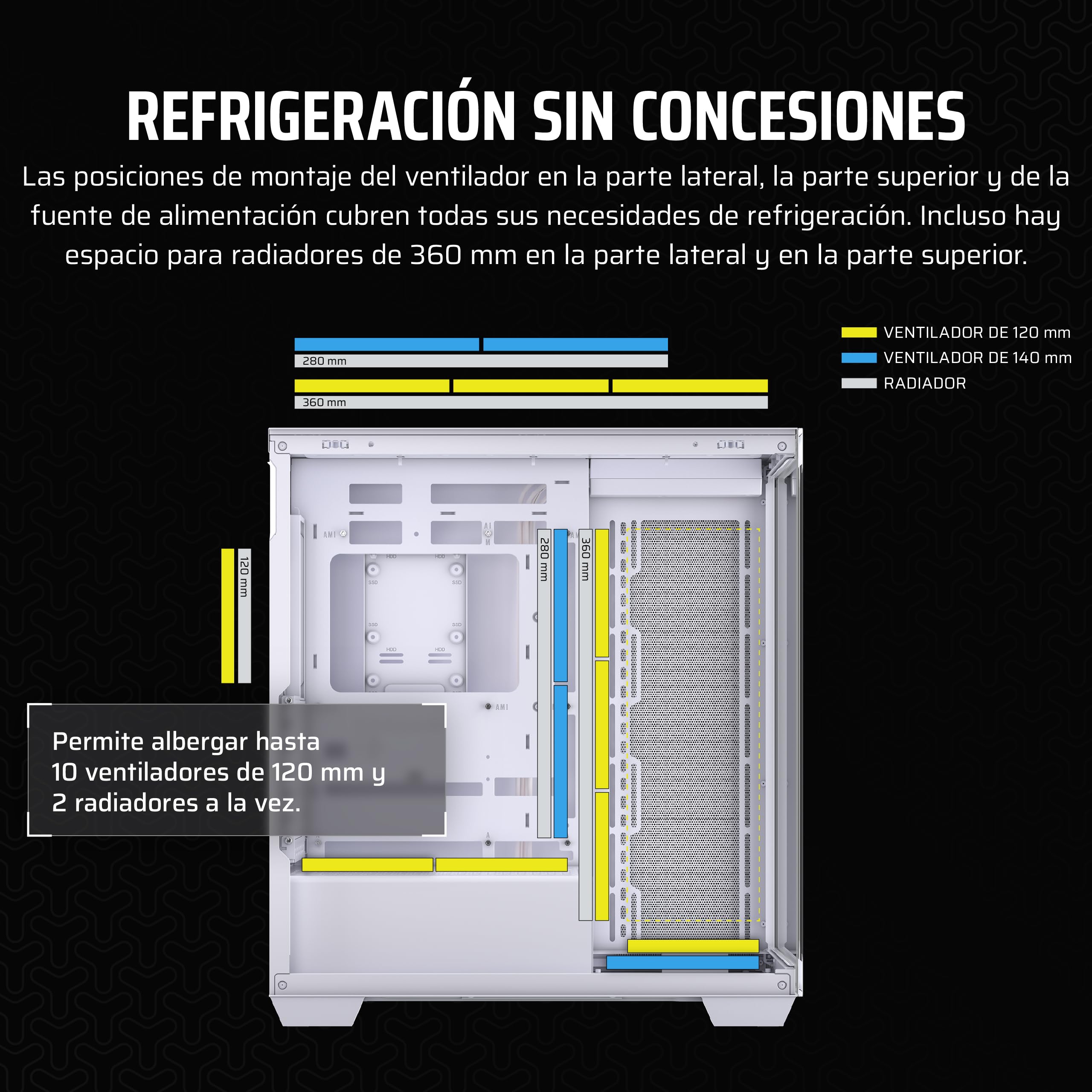 CORSAIR 3500X Media-Torre ATX Caja de PC - Cristal Templado Panorámico - Conexión Inversa Compatible con Placa Base - Sin Ventiladores Incluidos - Blanco