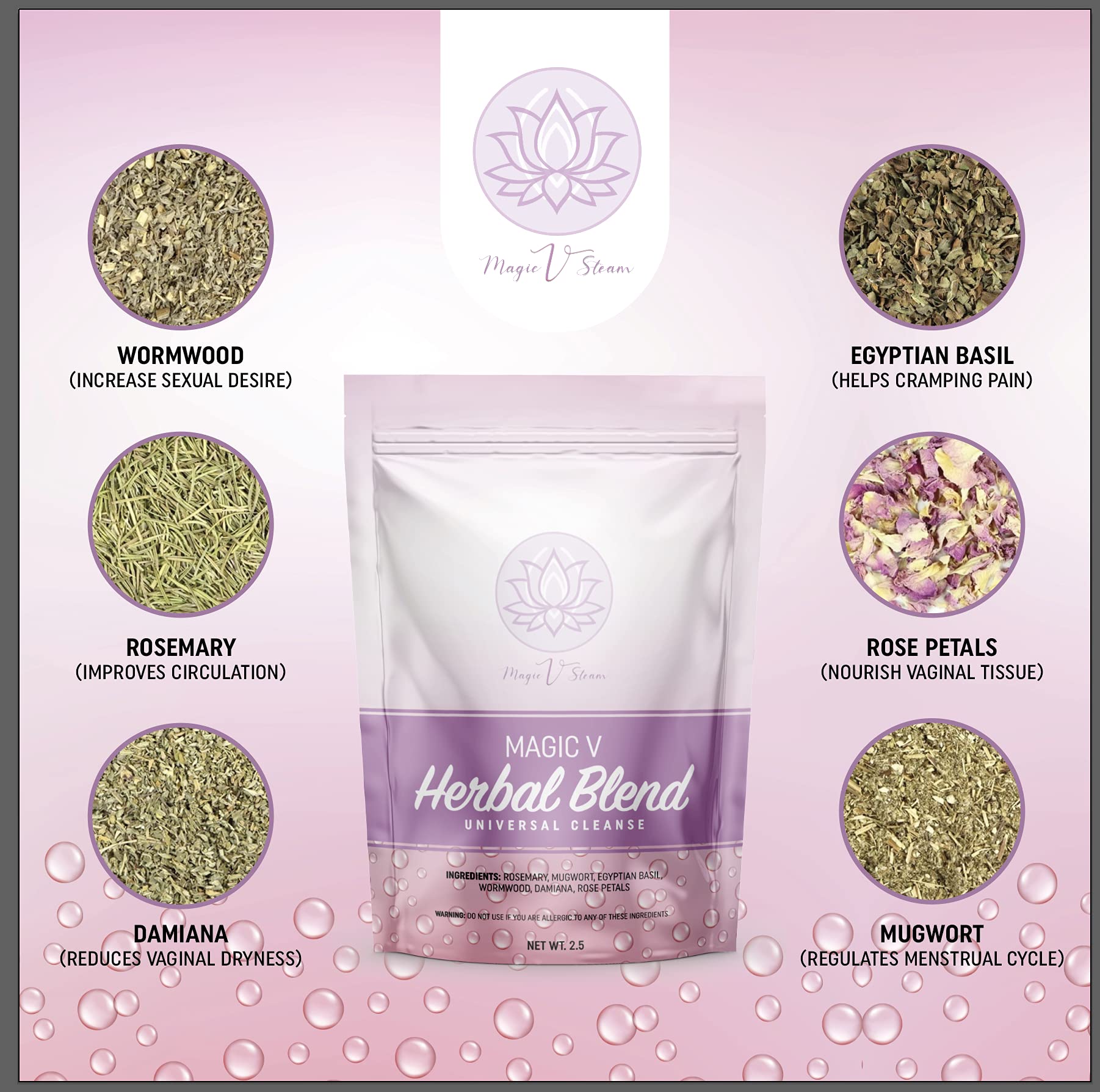 Magic V Steam Universal Cleanse Blend, Yoni Steam Herbs, Made in USA