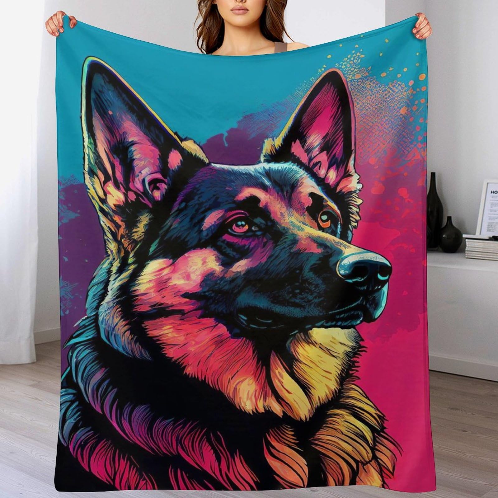 Couverture Berger Allemand flanelle 150x200cm contre le froid hivernal au lit