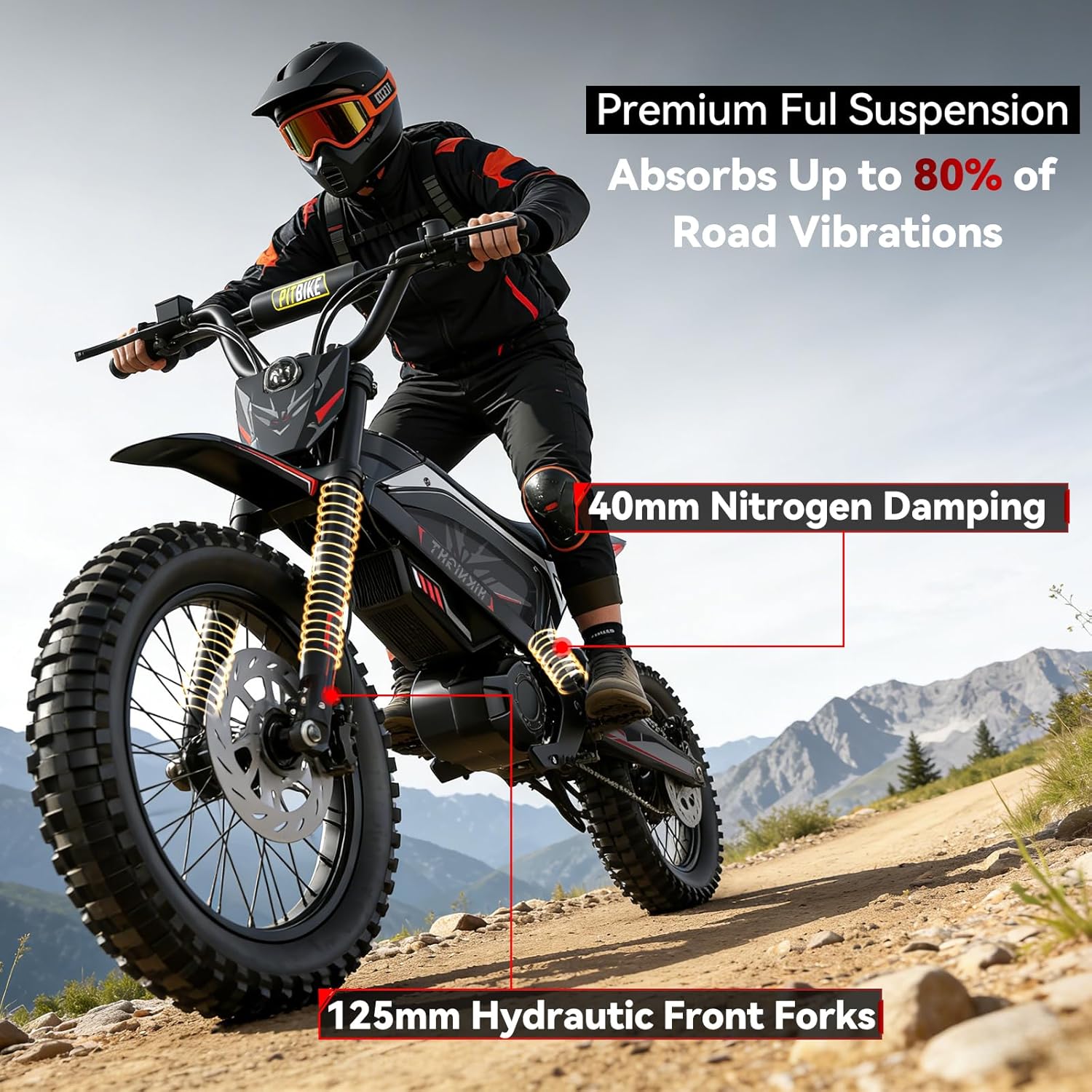 GTX1 3000W Electric Dirt Bike for Adults & Teens - 40MPH Electric Motorcycle, 48V 21AH Battery, Full Hydraulic Brakes and Magnetic Kill Switch, Snow, Mountain & Off-Road Ready