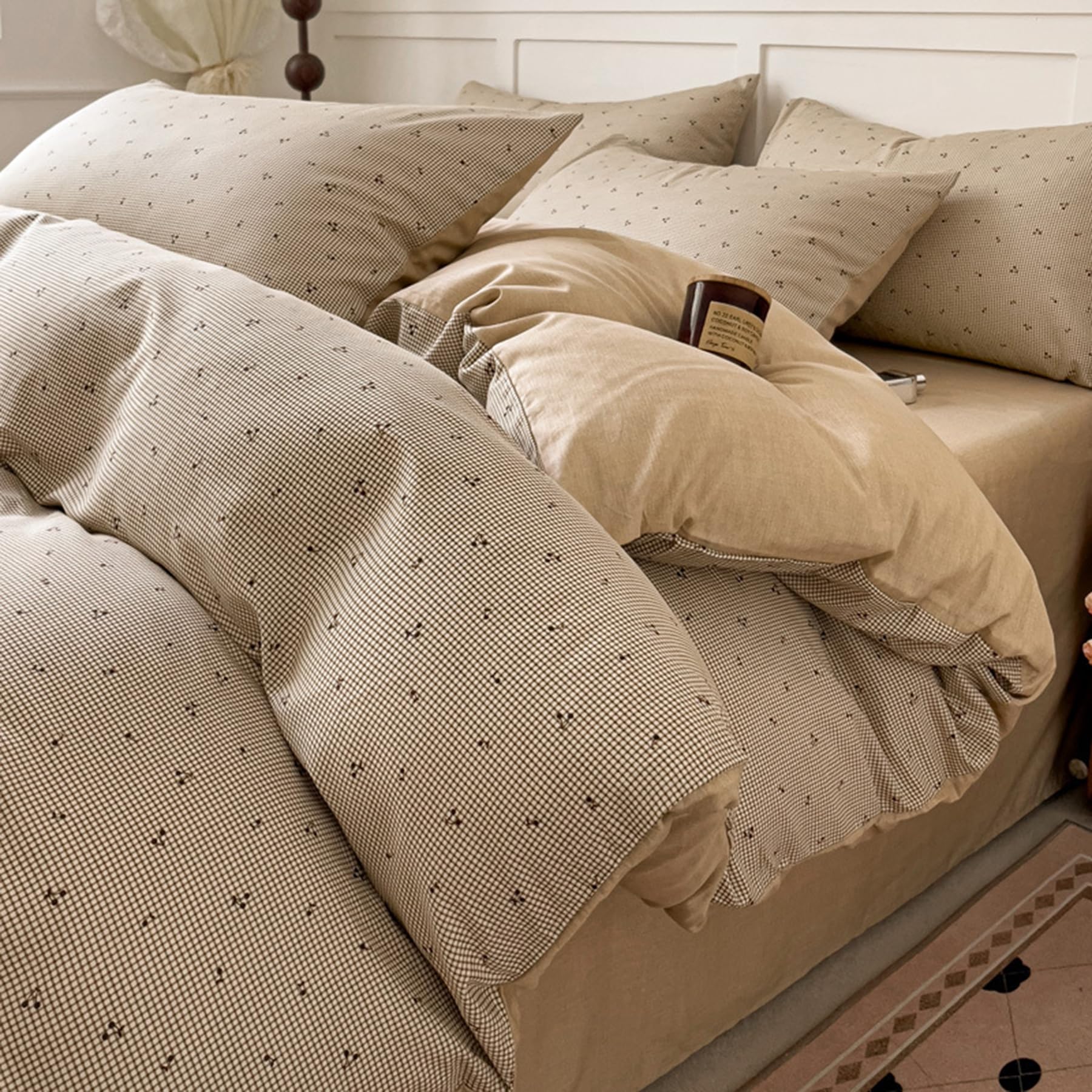 Ensemble de literie 100% coton haut de gamme, parure florale avec taies d'oreiller