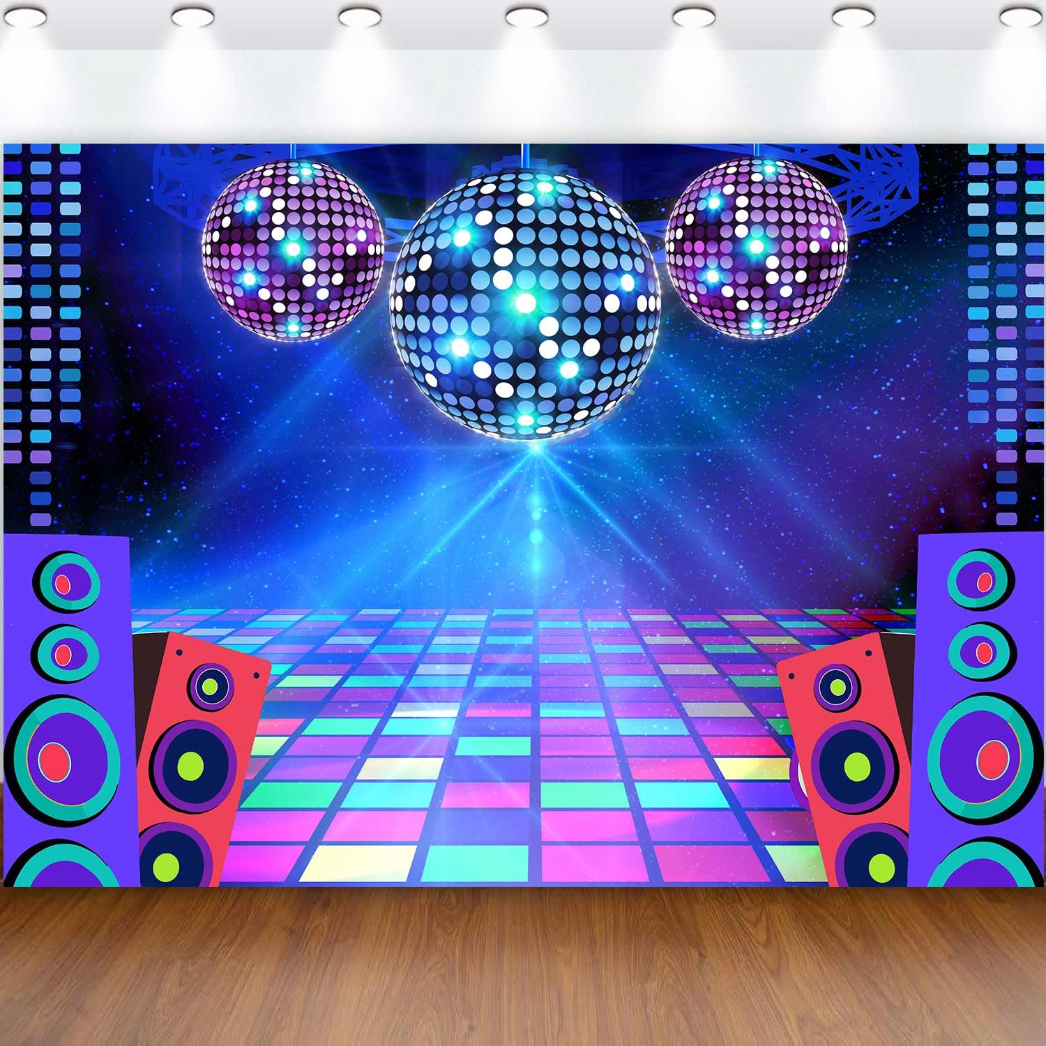 Sensfun Disco Party Backdrop Retro 70s 80s 90s Theme Discos Ball Stage Dance Background Disco Party Decorations Neon Glow Party Banner Music Dance Backdrop for Birthday Prom Photo Studio Props 7x5ft