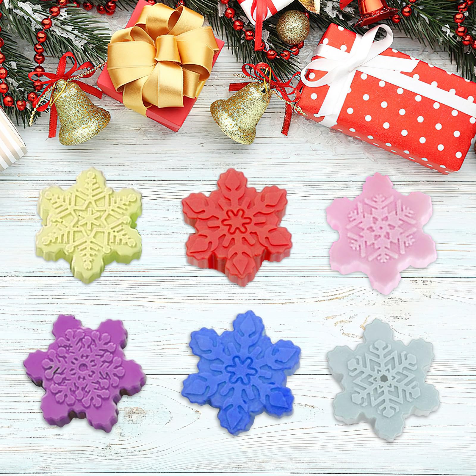 Moldes de copo de nieve, 3 bandejas de silicona de Navidad para tartas, copos de nieve 3D, reutilizables, antiadherentes, moldes de chocolate para Navidad, magdalenas, gelatina, cubitos de hielo,
