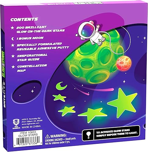 Miniatura 3 de OIG Brands Paquete de 200 estrellas verdes que brillan en la oscuridad para cestas de Pascua de techo para niños, estrellas brillantes de plástico