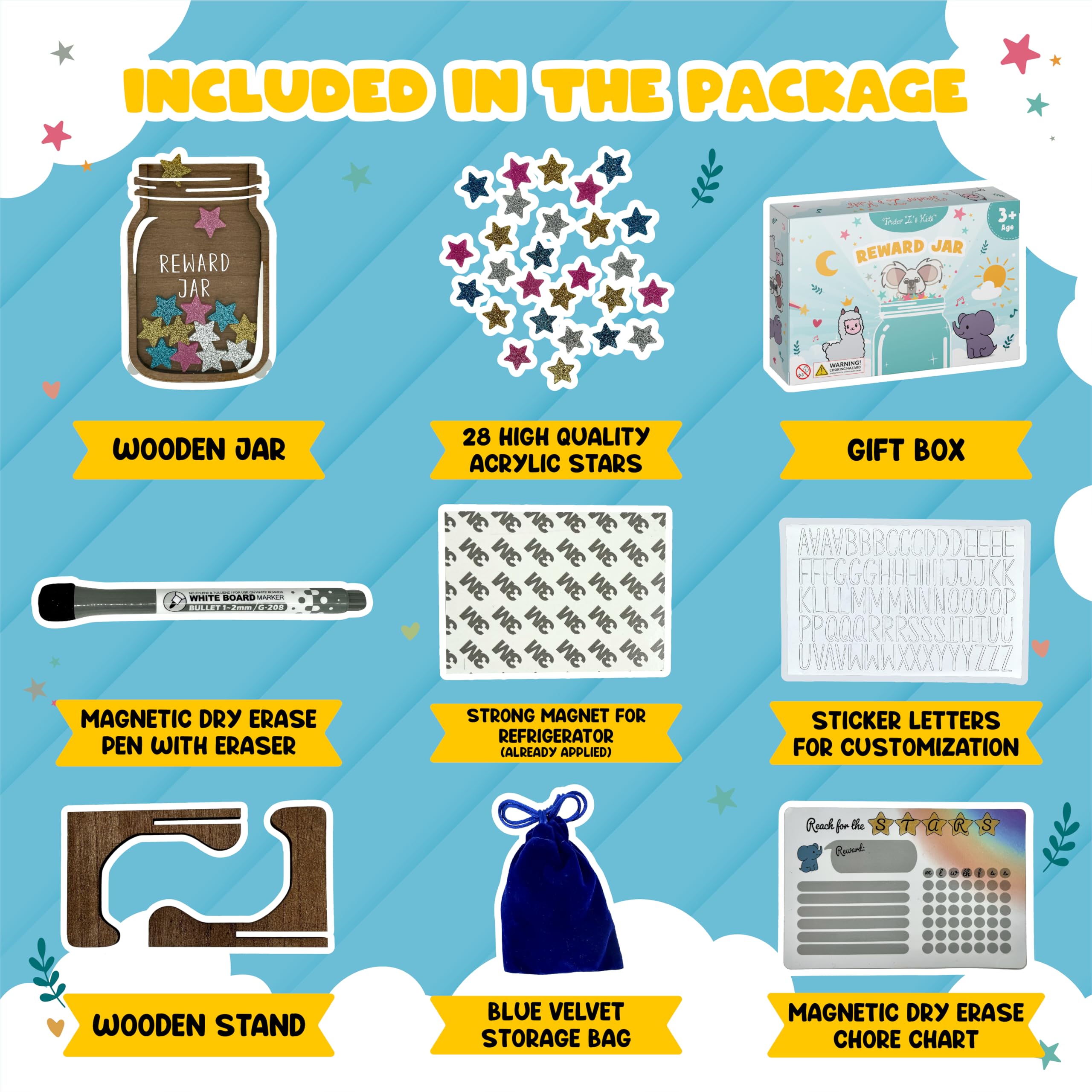 Token Reward Jar Magnetic Star Rewards Jar Set - Behavior Chart For ...