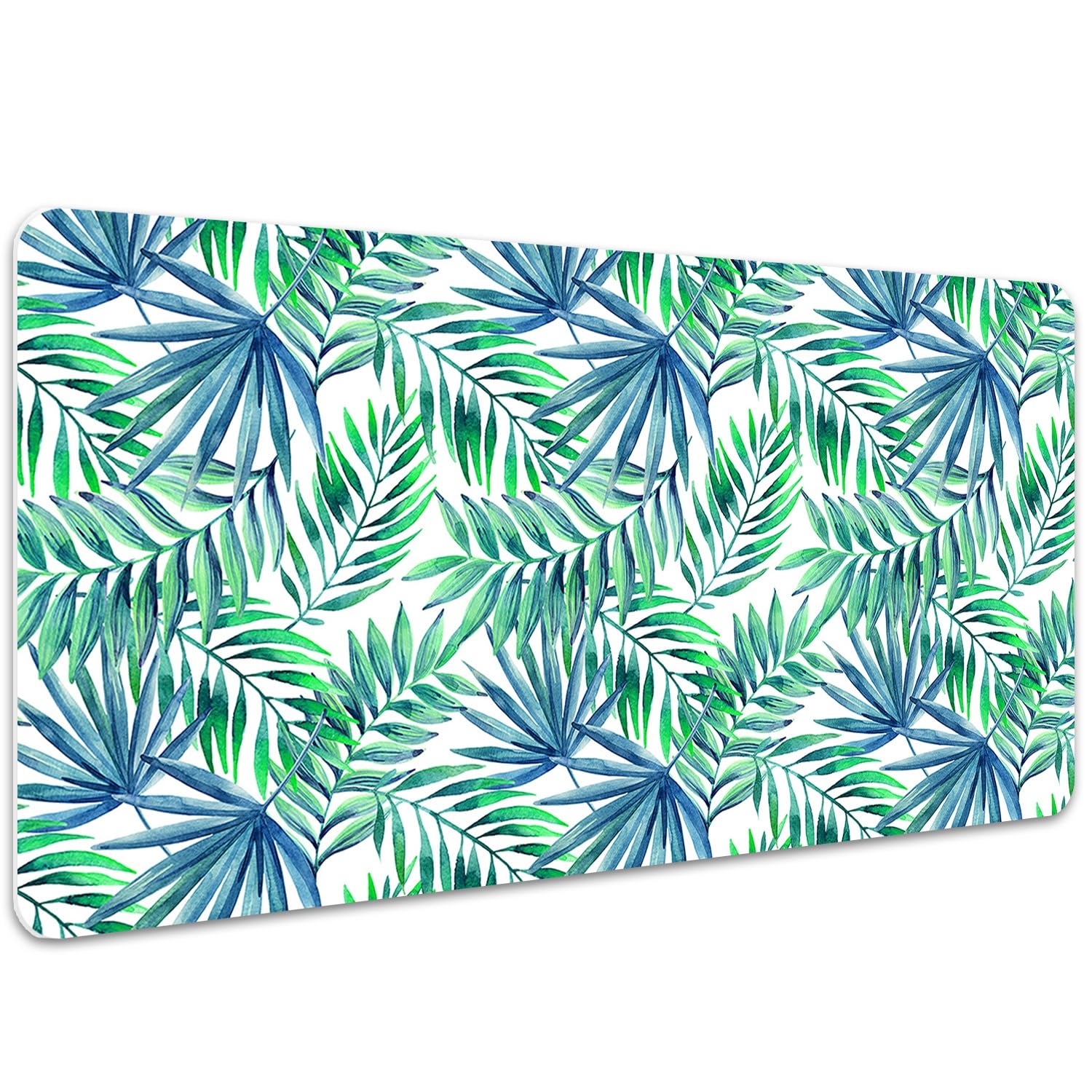 Sottomano da Scrivania 100x50 cm Facile da Pulire Antiscivolo Impermeabile per Ufficio e Casa in Vinile PVC Protezione e Decorazione Superficie Protettiva - Foglie dipinte