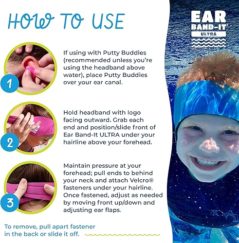 Miniatura 8 de Earvolution Ear Band-It Ultra Swimming Headband for Kids and Adults - Invented by Ear, Nose, and Throat Physician - Custom Anti-Slip Grip Neoprene