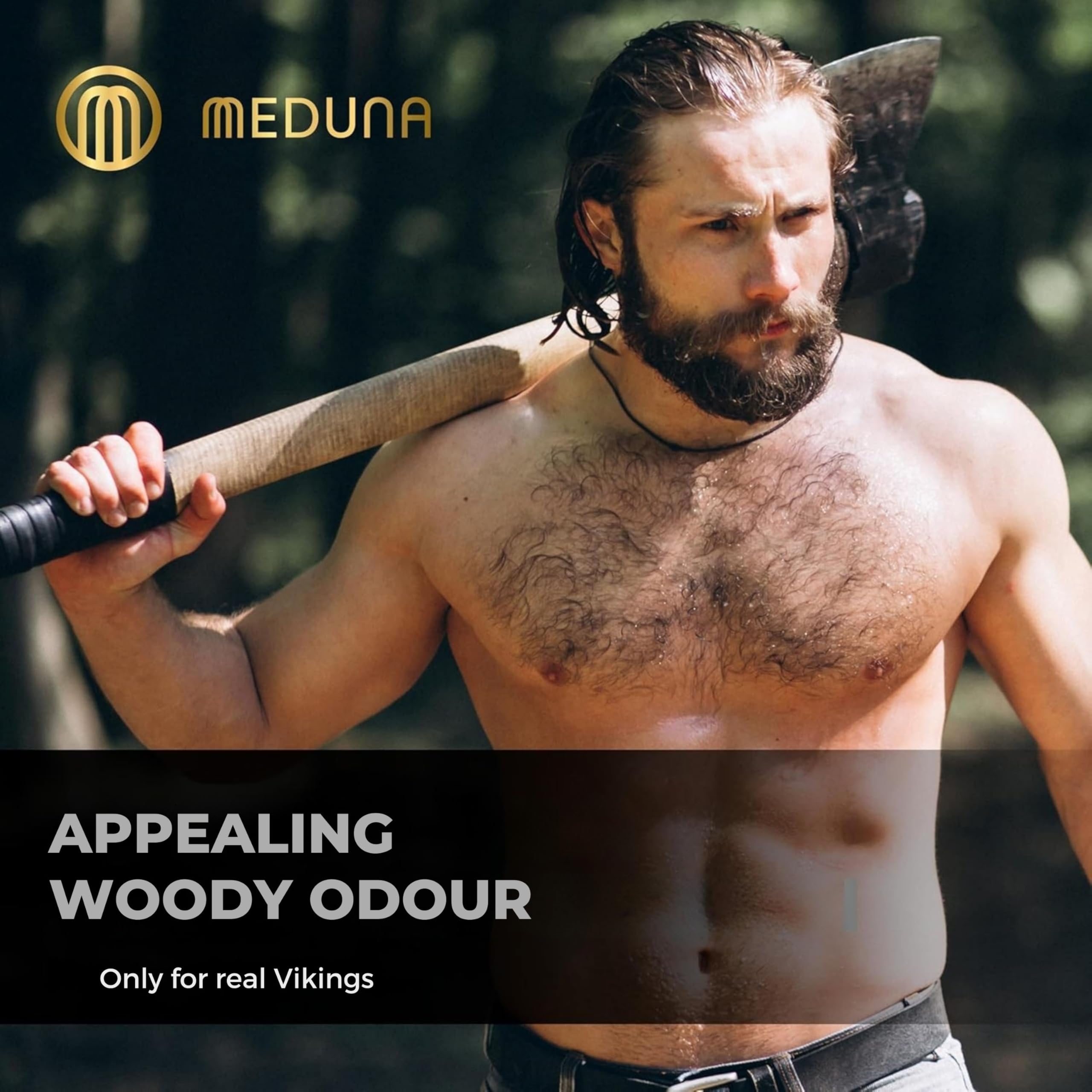 MEDUNA Champú para el cabello Viking Nordic Forest, aroma de árbol de pino, jabón para el cabello con aceite de coco orgánico y manteca de karité, cosmética natural, cuidado del cabello, champú sin