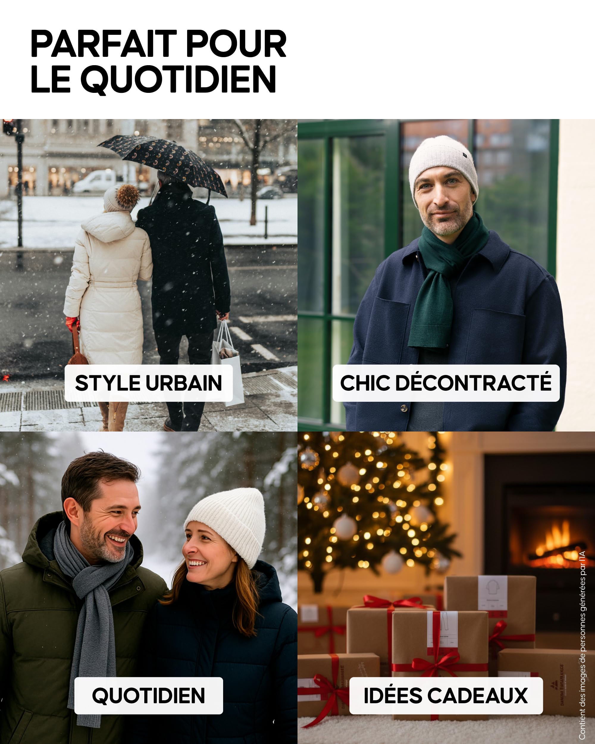 DANISH ENDURANCE Écharpe d'Hiver en Laine Mérinos, Chaude et Douce | Écharpe en Laine Mérinos, Chaude, Douce et Anti-Odeurs, Tricot Uni Intemporel, pour l'Automne et l'Hiver, Unisexe