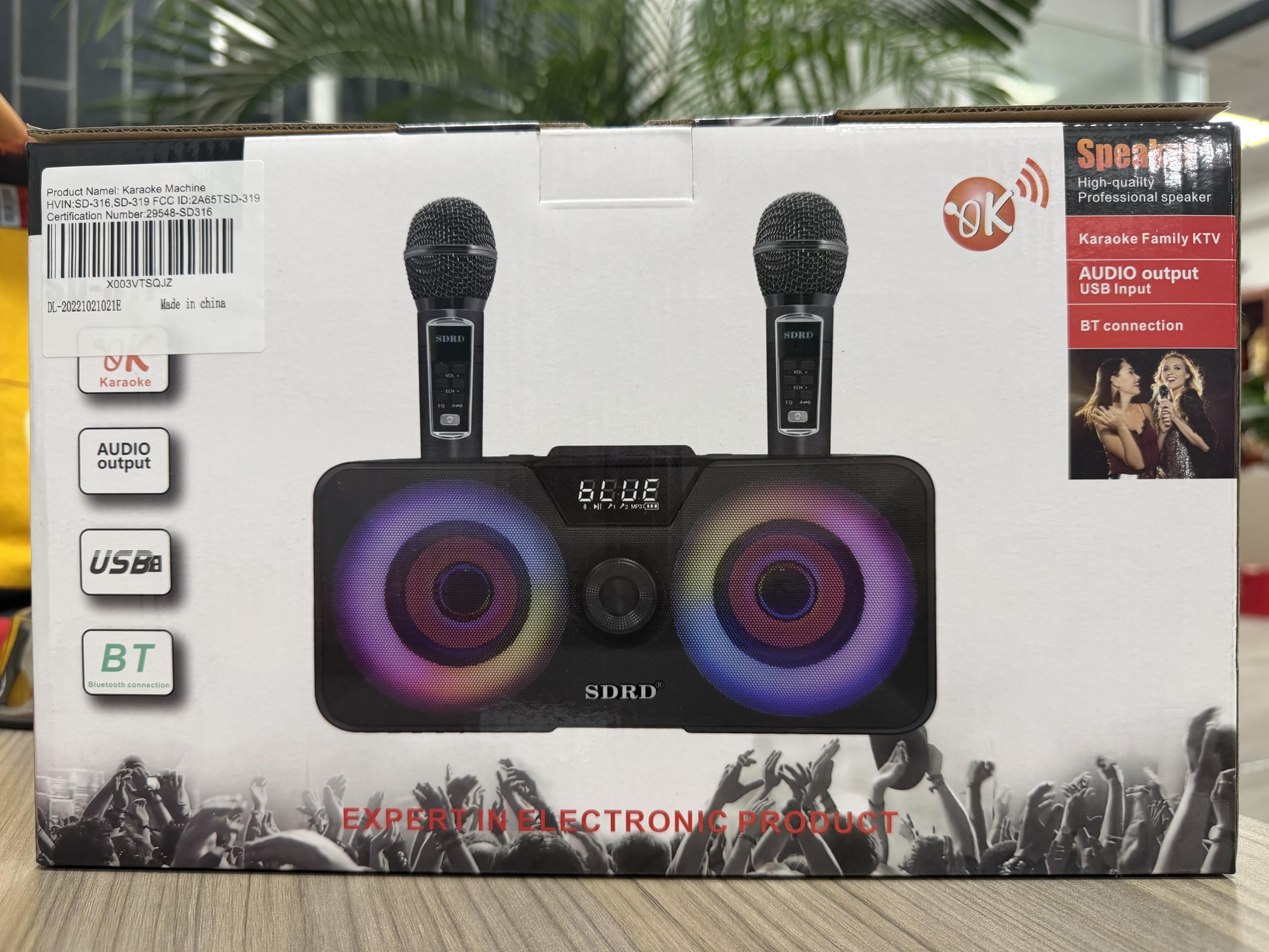 Maszyna do karaoke dla dorosłych i dzieci z 2 mikrofonami bezprzewodowymi UHF,przenośny głośnik Bluetooth PA z oświetleniem imprezowym LED na imprezę domową,piknik,samochód,prezenty urodzinowe