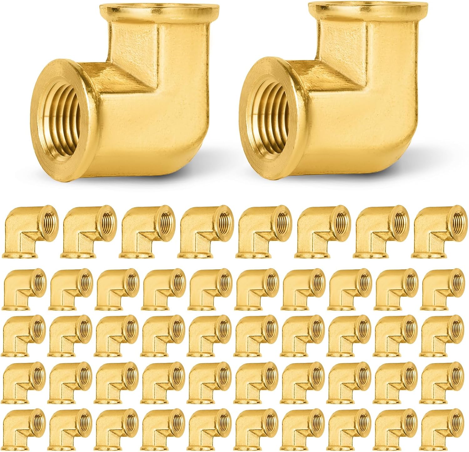 5PACK GUOFIS Brass Pipe Fittings-90 Degree Barstock Street Elbow,1/4" Female NPT X1/4" Female NPT Elbow