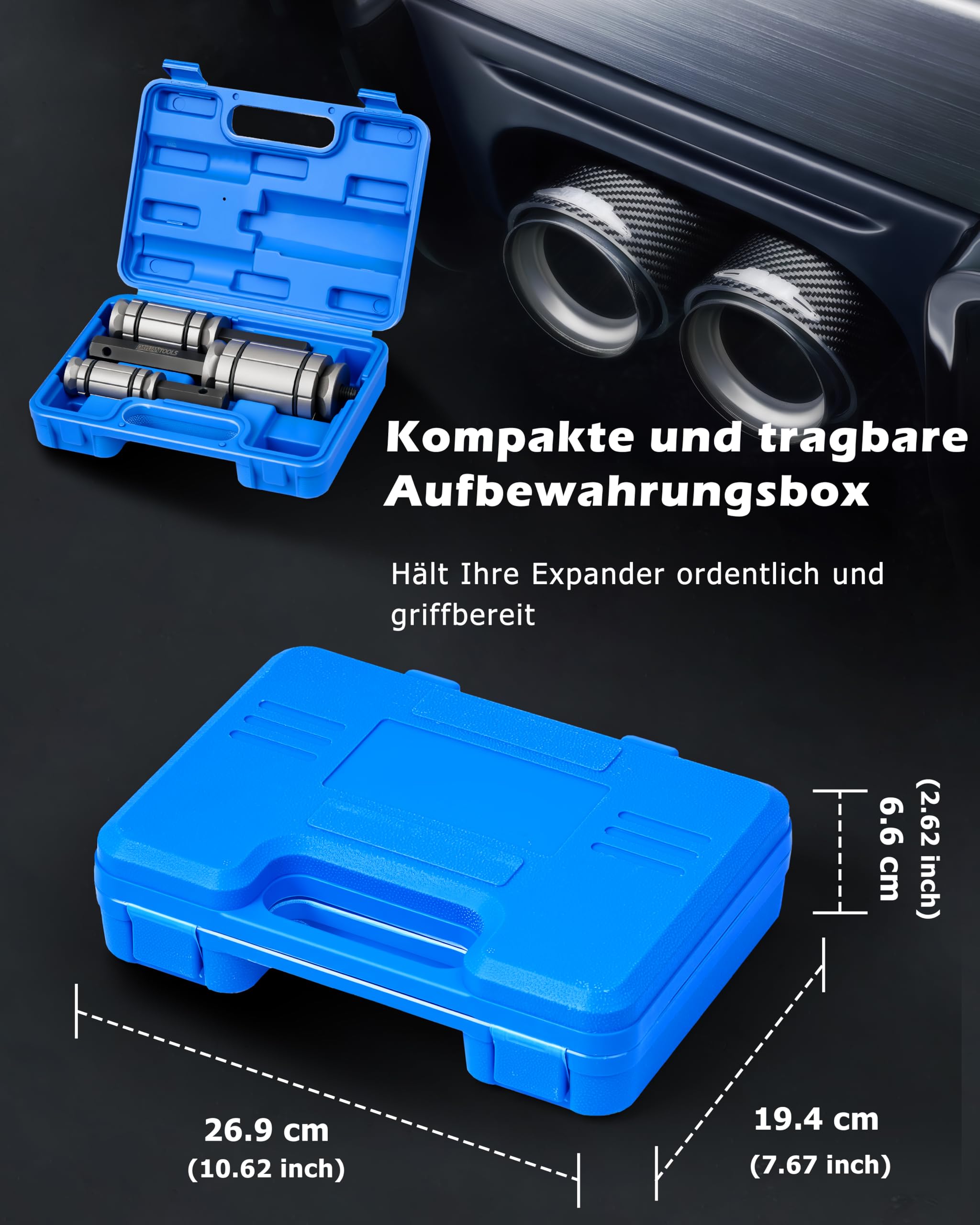 DAYUAN 3 TLG 1-1/8" bis 3-1/2" Universal Auspuffrohr-Expander | Auspuff Rohrweiter Set Rohraufweiter für Auspuffrohr Ø 29 bis 89 mm, Aufweiter für Auspuffrohre,hochwertigem Kohlenstoffstahl