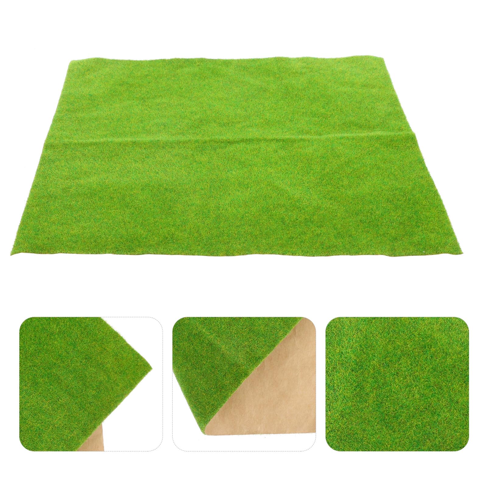 BESPORTBLE Artificial Grass Mat Artificial Fake Grass Squares Mat Plastic Synthetic Placemats Turf Patch Realistic Rug Garden Tiles for Dollhouse Micro Landscape Decor - Image 2