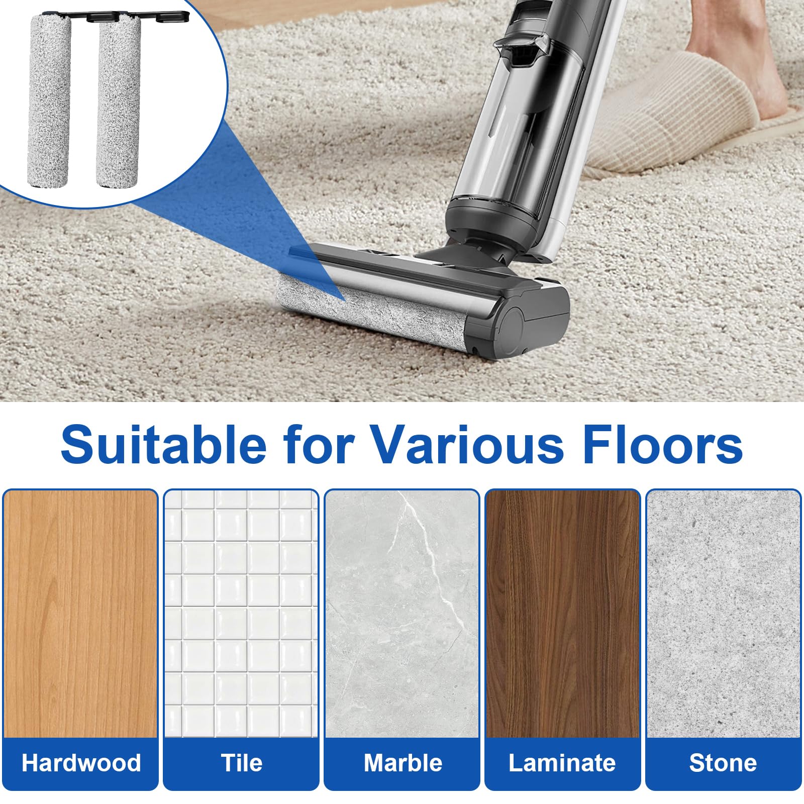 Tineco Floor One S5 Pro 2 Extreme Rouleau Brosse Rechange Filtre HEPA 2 Brosse 2 Filtre