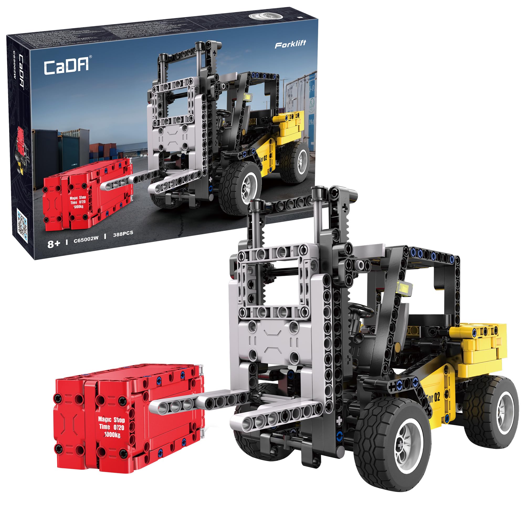 CaDA Forklift Truck with Full Manual Control - 388 Pieces - Self-Build Brick Building Block Model C65002W