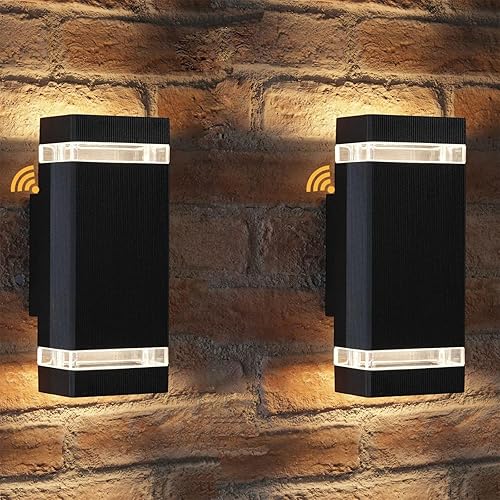 iYogaled Dusk to Dawn Outdoor Lighting, Up Down Square Lights Outdoor Wall Sconces Fixture-Bulbs Included, Black Exterior Lights for House, Modern iYogaled Dusk to Dawn Outdoor Lighting, Up Down Square Lights Outdoor Wall Sconces Fixture-Bulbs Included, Black Exterior Lights for House, Modern