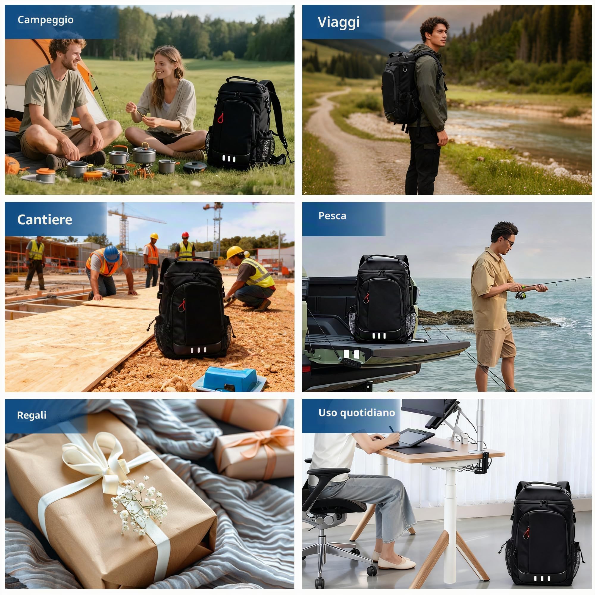 Zaino termico da campeggio, capacità di 24 litri, isolato, impermeabile, a prova di perdite, portatile, borsa termica morbida, per spiaggia, viaggi, picnic
