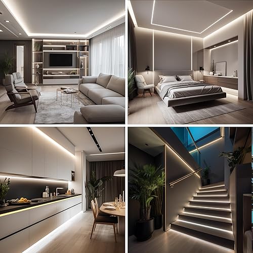 Miniatura 8 de COB - Tira de luces LED de 16.4 ft, tiras LED regulables al tacto, cinta LED de 16.4 pies con CRI90+, luces LED blancas naturales de 4000 K, 1600